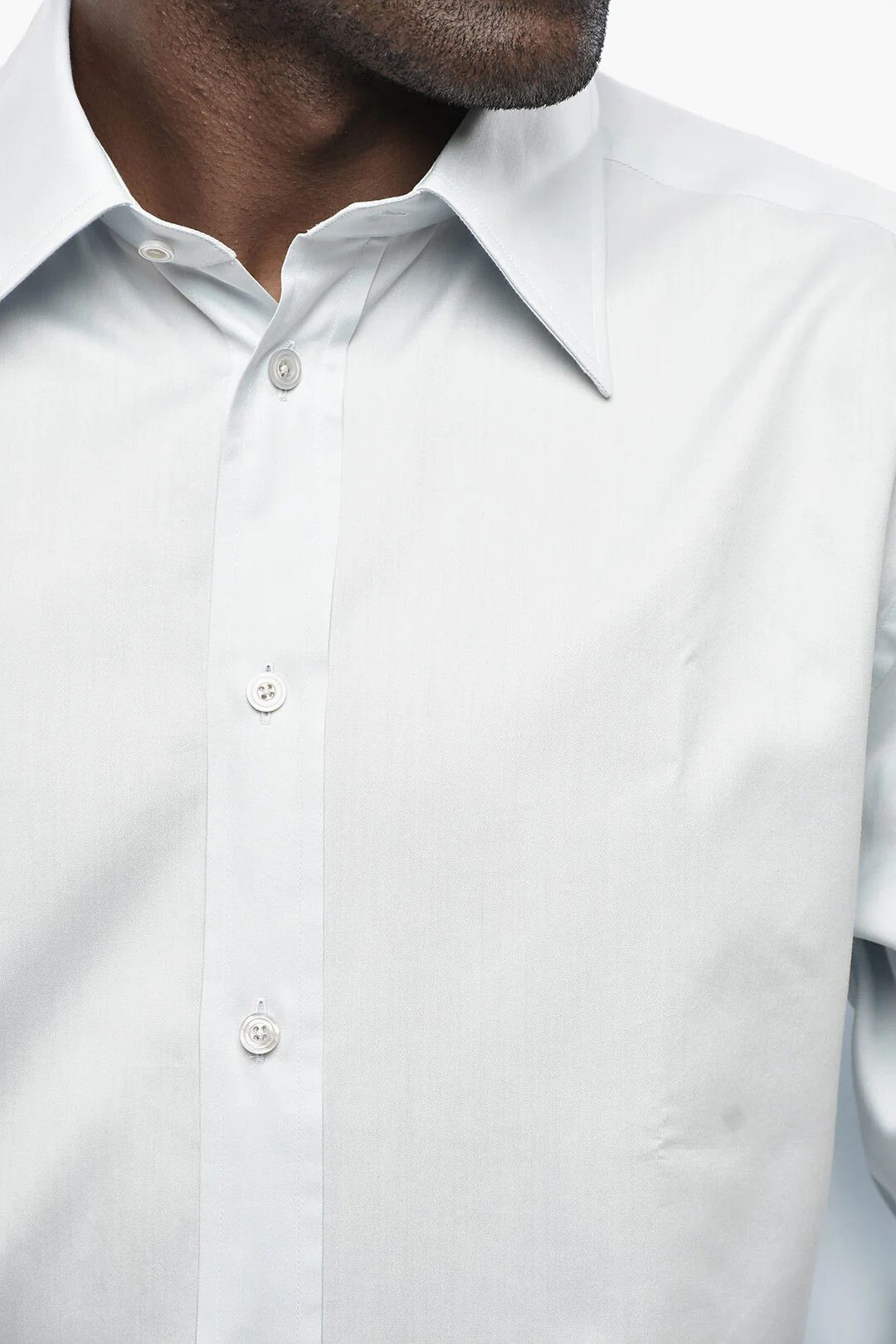 Tom Ford og1mm0426 Cotton and Silk Solid-Color Shirt in Light Blue Size US XS / EU 42 / 0 - 3 Thumbnail