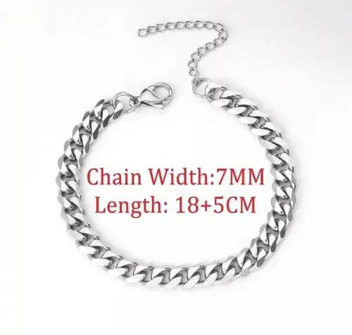 Other Cuban Link Bracelet Chain Gothic Chrome Casual Punk Grunge Size ONE SIZE - 1 Thumbnail