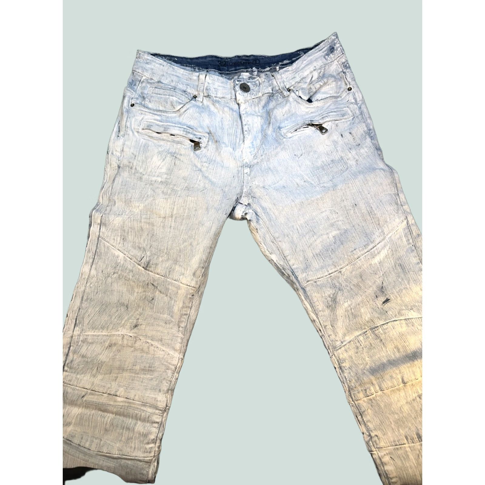 Denime Crysp Denim Jeans Crysp Denim Custom Painted White Size 32 x 30 Men Blue Straight Jeans 32 Regular Mens Size US 32 / EU 48 - 1 Thumbnail