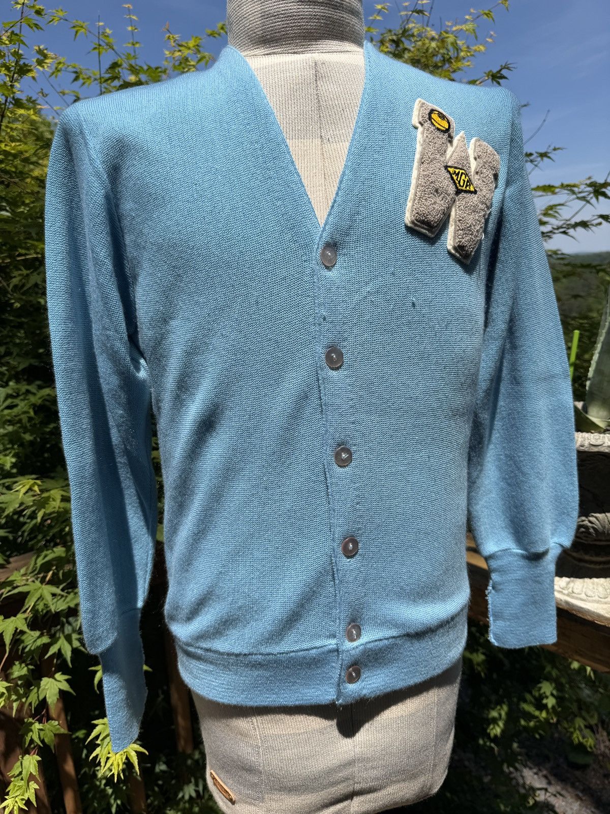 JCPenney Vintage Light Blue Varsity Sweater Size US M / EU 48-50 / 2 - 3 Thumbnail