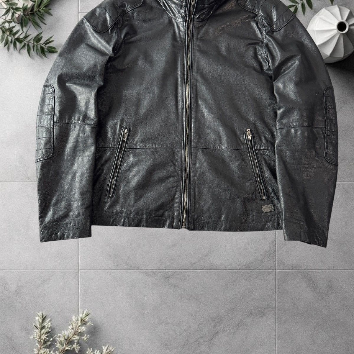 Diesel Diesel Leather Jacket Model J-BO-2 Black Biker Avirex Style Size US XXL / EU 58 / 5 - 11 Thumbnail