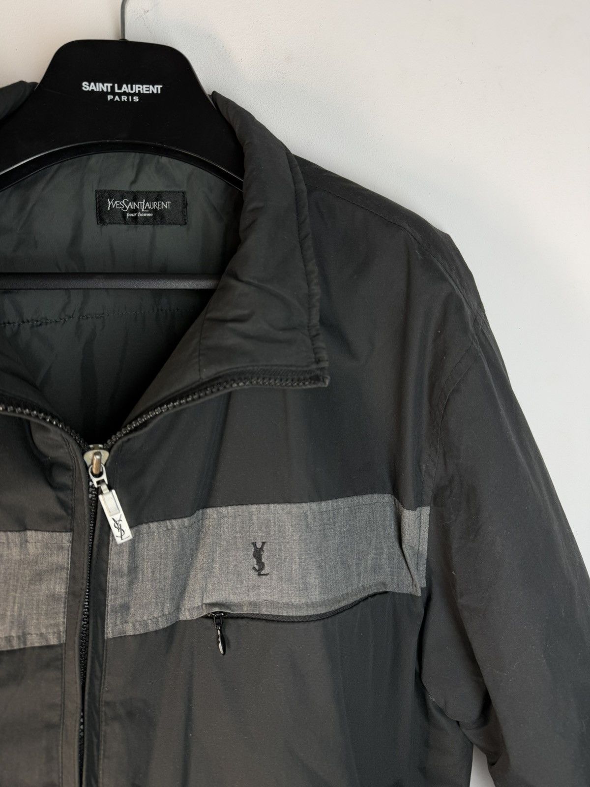 Warm YSL Jacket Black/Grey Autumn Bomber Vintage Luxury