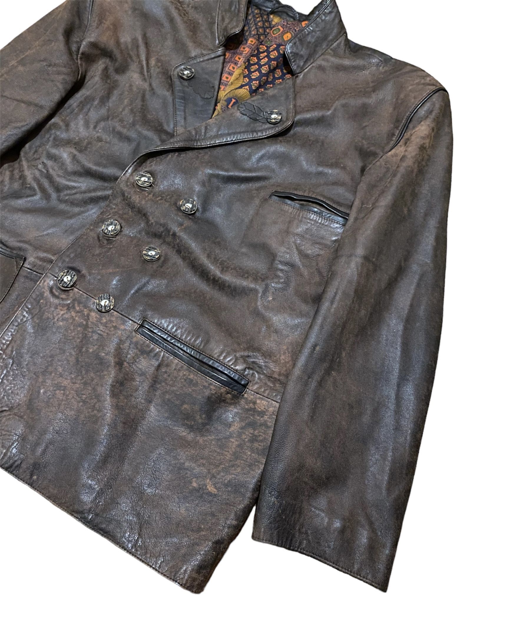 Vintage Vintage Hunter Distressed Leather Blazer / Jacket / Coat / Size US XL / EU 56 / 4 - 3 Thumbnail