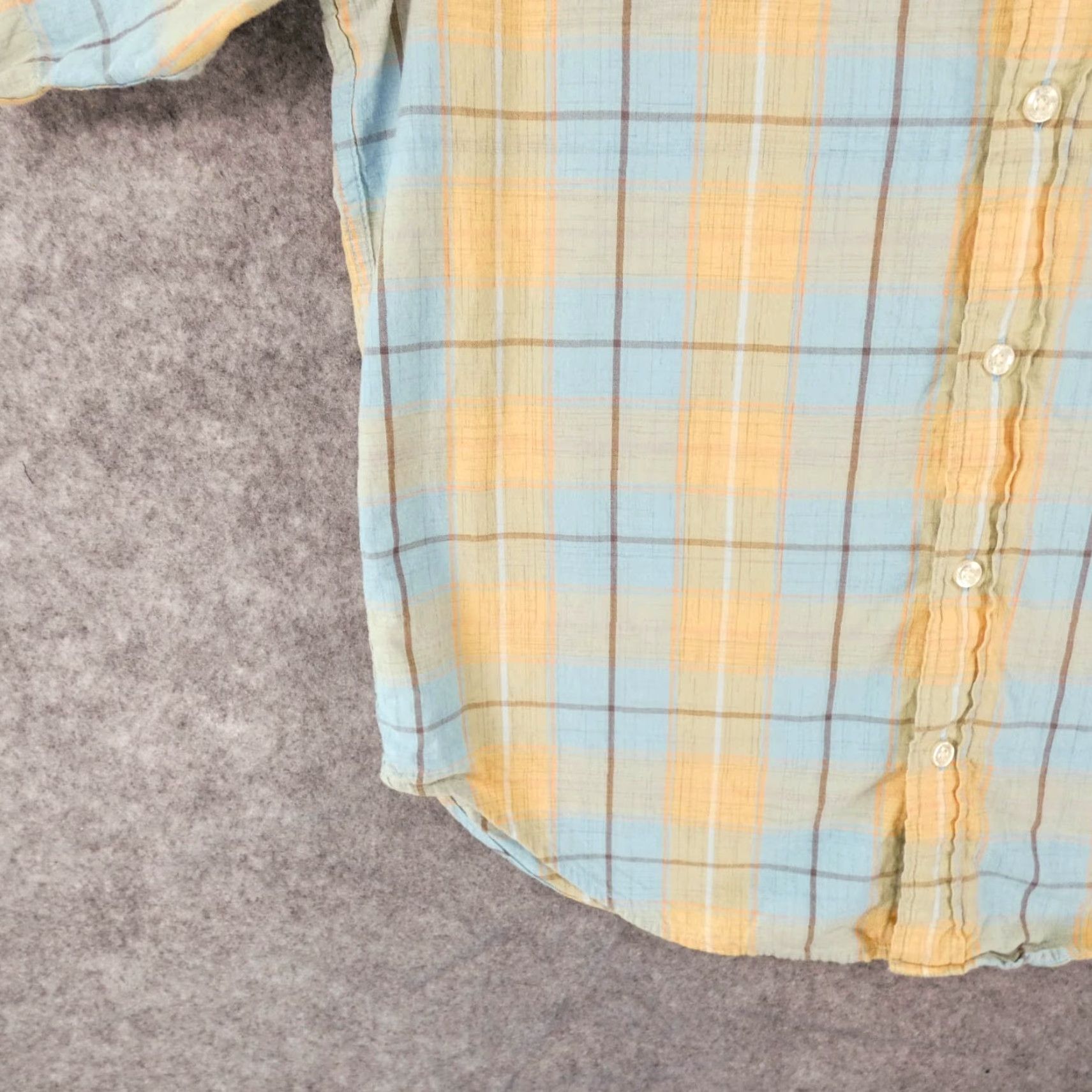 Vintage Bob Timberlake Shirt Mens Medium Short Sleeve Button Up Yellow Plaid Pattern Classic Cotton Blend Size US M / EU 48-50 / 2 - 4 Thumbnail