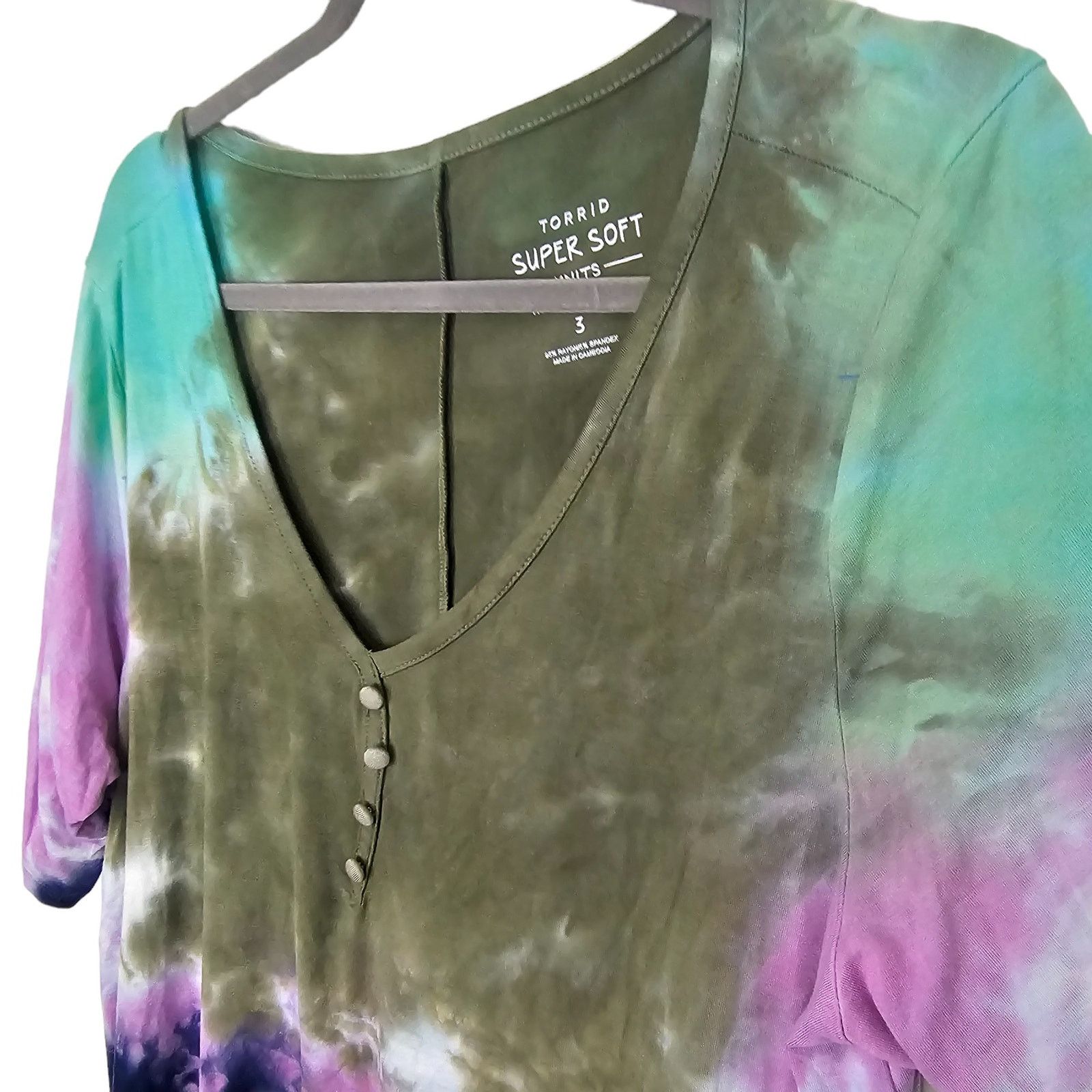 Torrid Torrid Super Soft Knits Tie Dye Tunic Henley Size 3X Stretch Size 3XL / US 20-22 - 5 Thumbnail