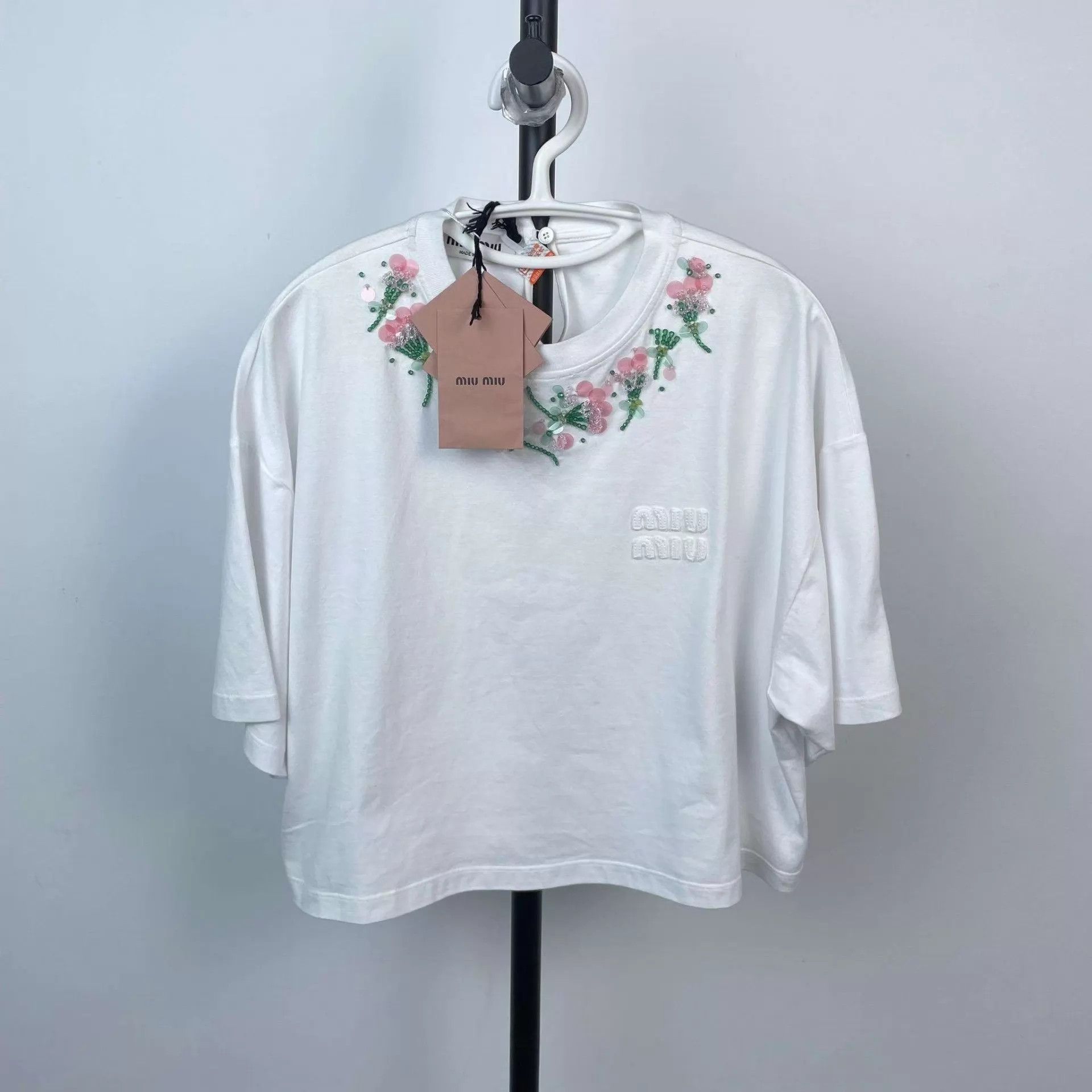 Miu Miu MIU MIU Women's White Short Sleeve Tee M Size M / US 6-8 / IT 42-44 - 1 Thumbnail