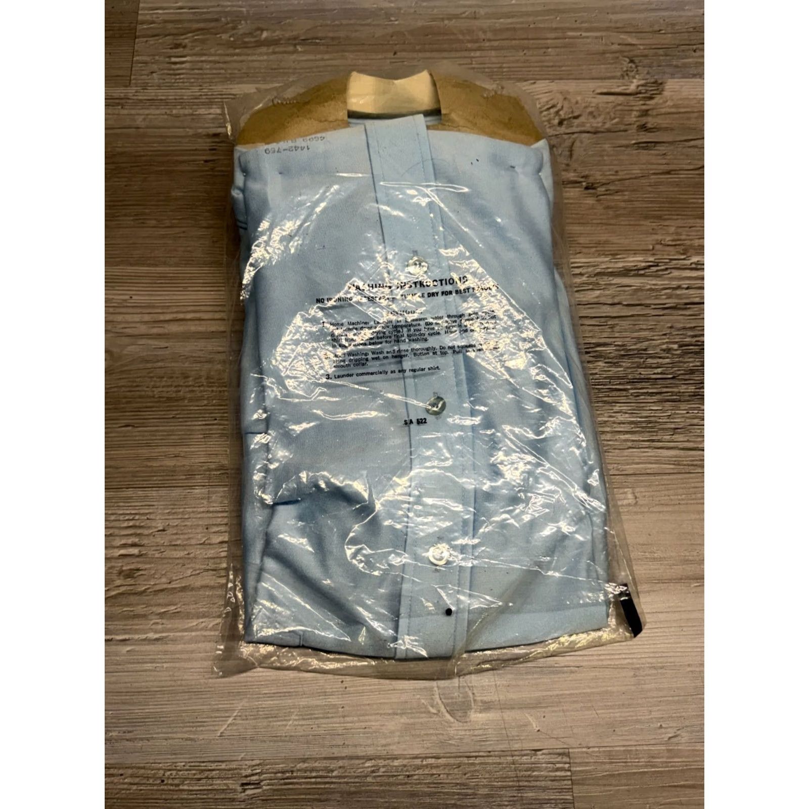 Hudson DEADSTOCK Vintage 70s Hudson'S Qiana Nylon Dress Shirt - 15.5 Sky Blue Size 40R - 6 Thumbnail