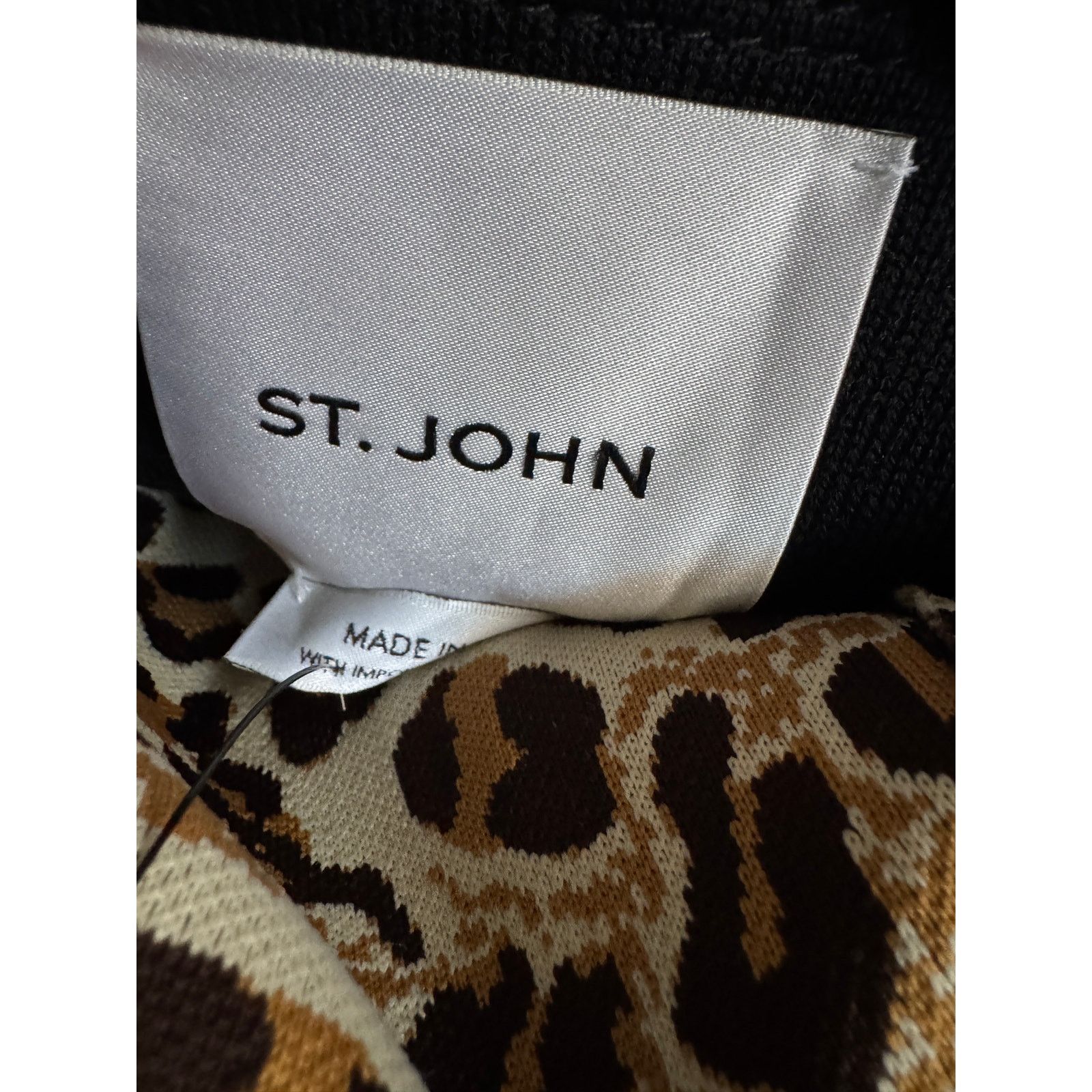 St. John St. John Black/Leopard Print Drop Shoulder Reversible Coat Size S / US 4 / IT 40 - 3 Thumbnail