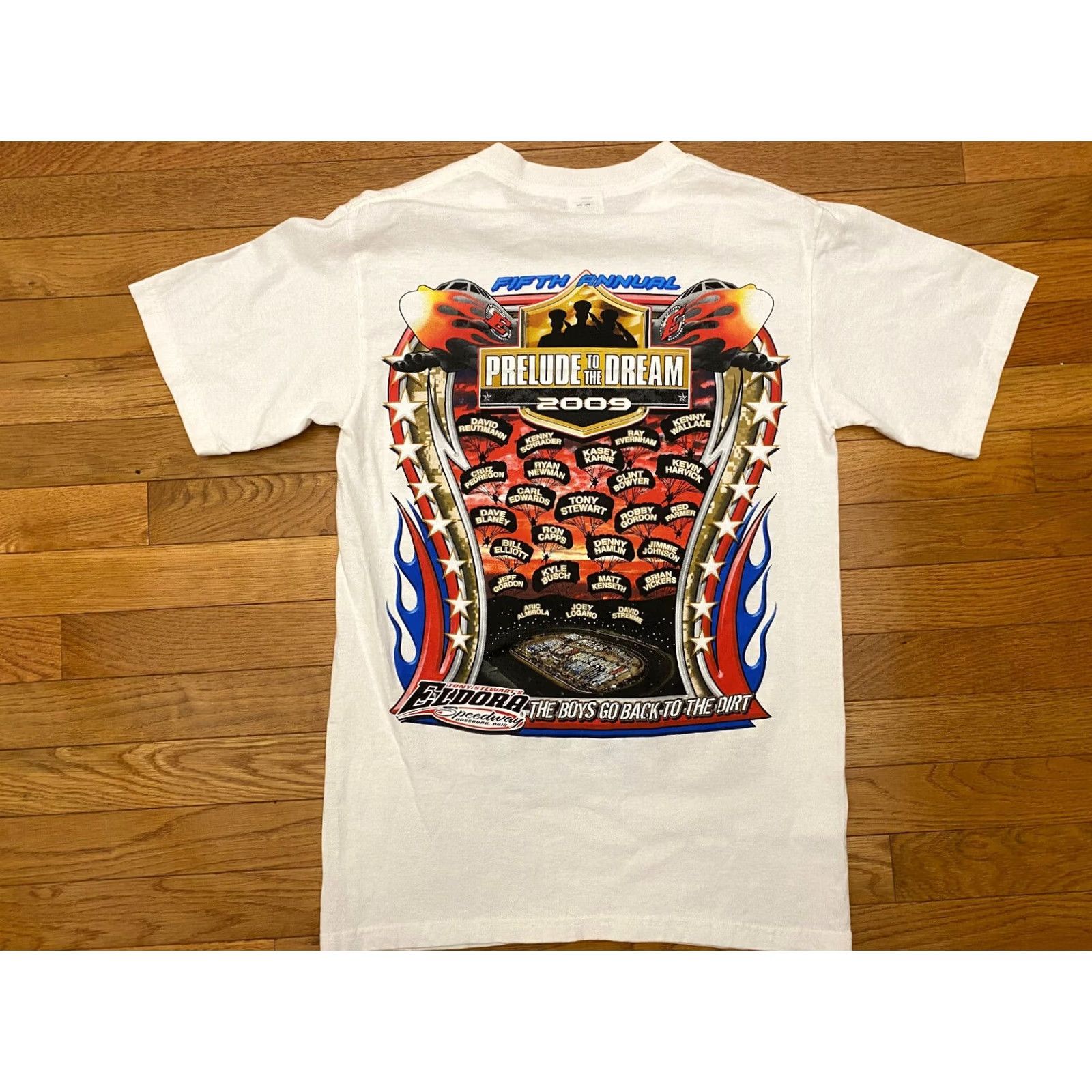 Vintage VTG Tony Stewart Eldora Prelude to the Dream T-Shirt Mens SZ S White Cotton Logo Crew Neck Short Sleeve 90s USA Vintage Size US S / EU 44-46 / 1 - 4 Thumbnail