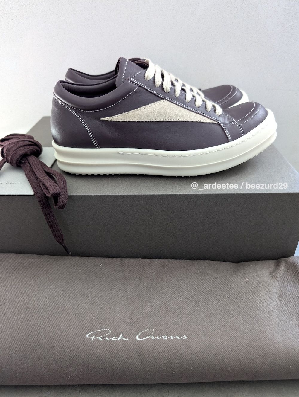 Rick Owens *NEW* AMETHYST LEATHER VINTAGE SNEAKERS VANS LUXOR FW23 Size US 7 / IT 37 - 5 Thumbnail