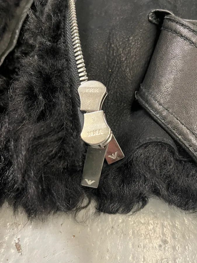 Emporio Armani AW2018 Emporio Armani Fur Collar Black Leather Jacket Size US M / EU 48-50 / 2 - 8 Thumbnail