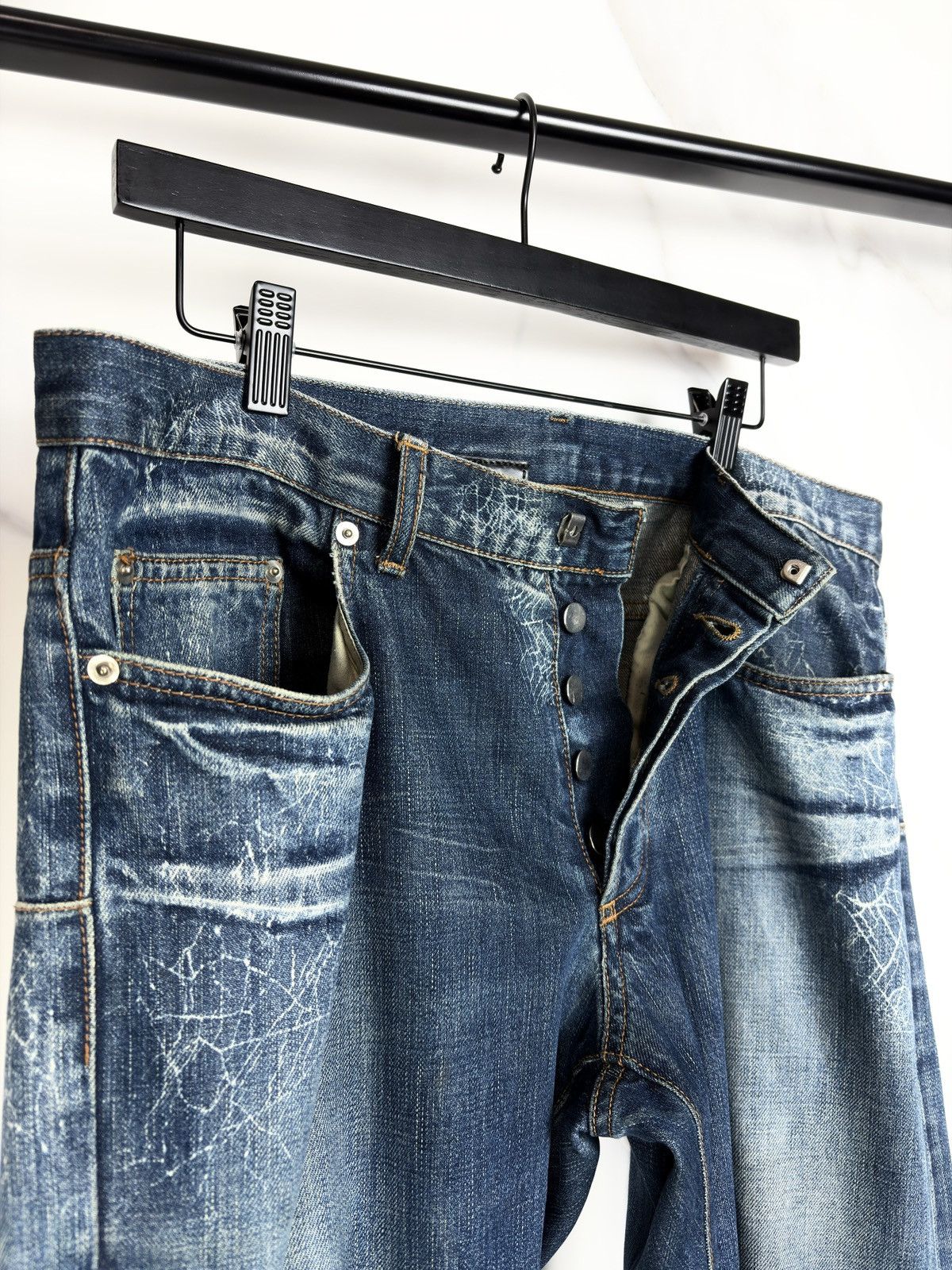 Dior × Hedi Slimane SS07 Dior Homme Spider Web Faded Denim Jeans Hedi Slimane Size US 34 / EU 50 - 8 Thumbnail