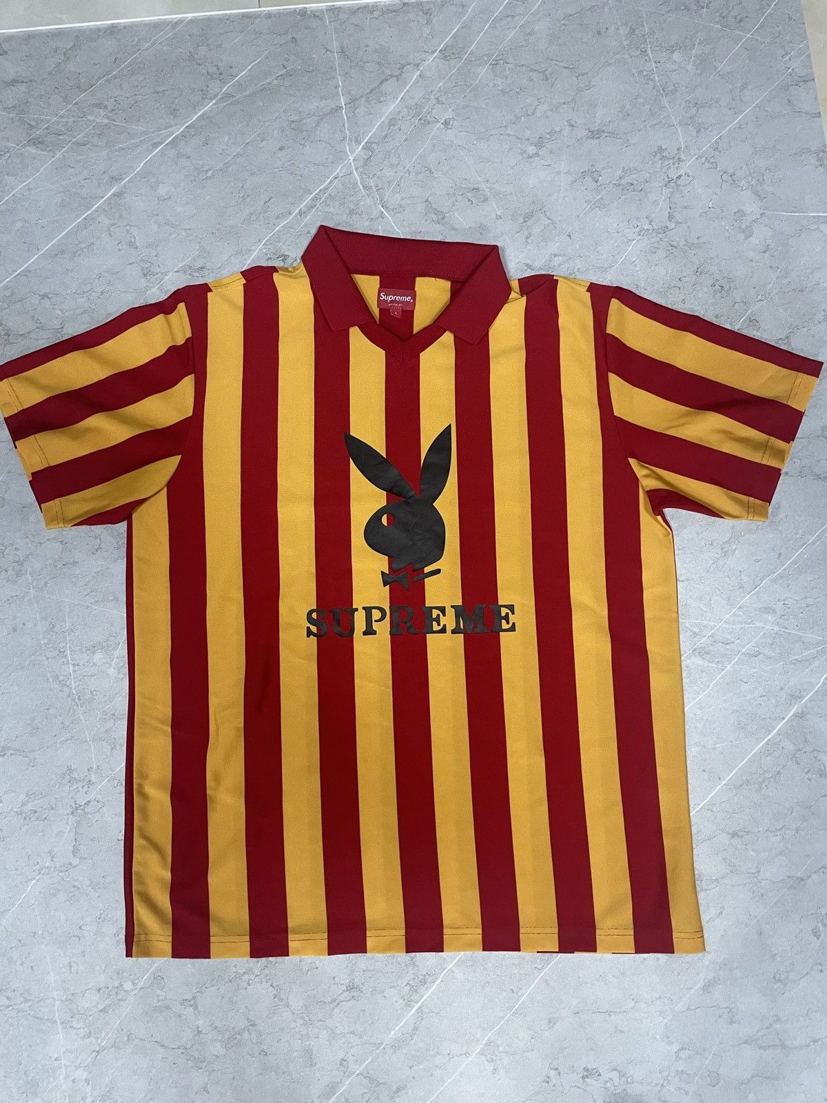 image of Playboy x Supreme Football Jersey L in Yellow, Men's (Size Large)