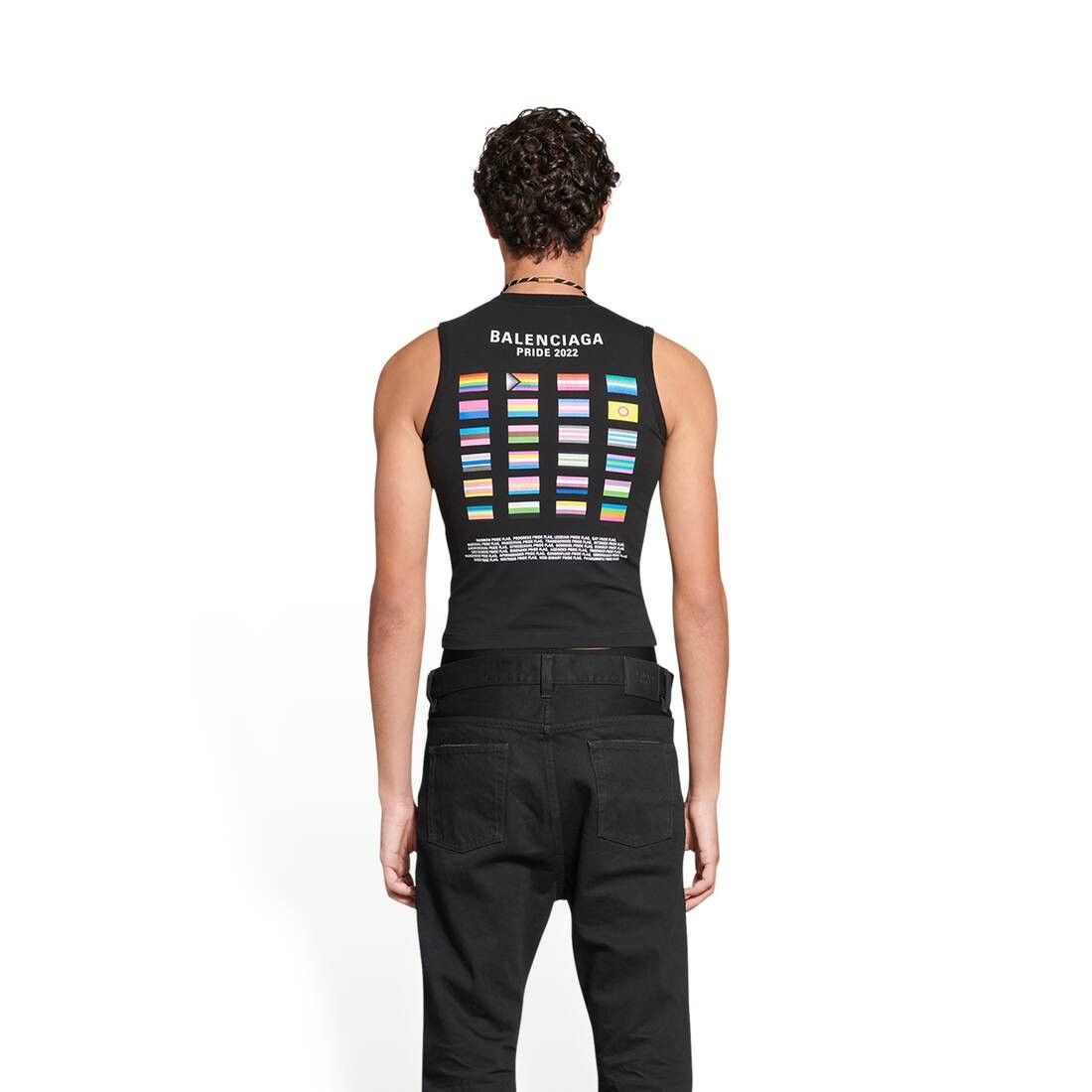 Balenciaga o1s1wg110425 Pride 22 Fitted Tank Top in Black Size US S / EU 44-46 / 1 - 4 Thumbnail