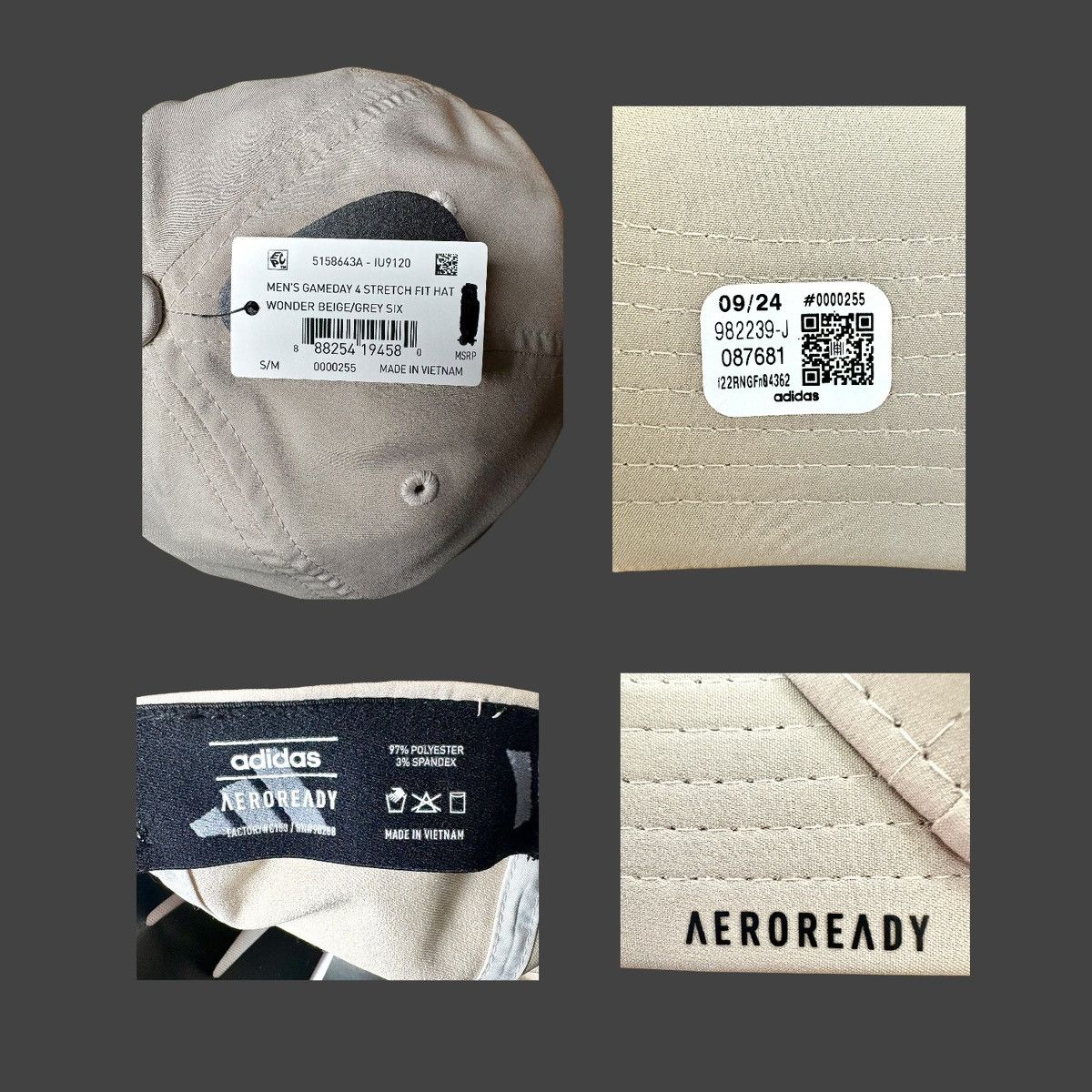 Adidas Adidas Men’s Gameday 4 Stretch Fit Hat Wonder Beige S/M Size ONE SIZE - 12 Thumbnail