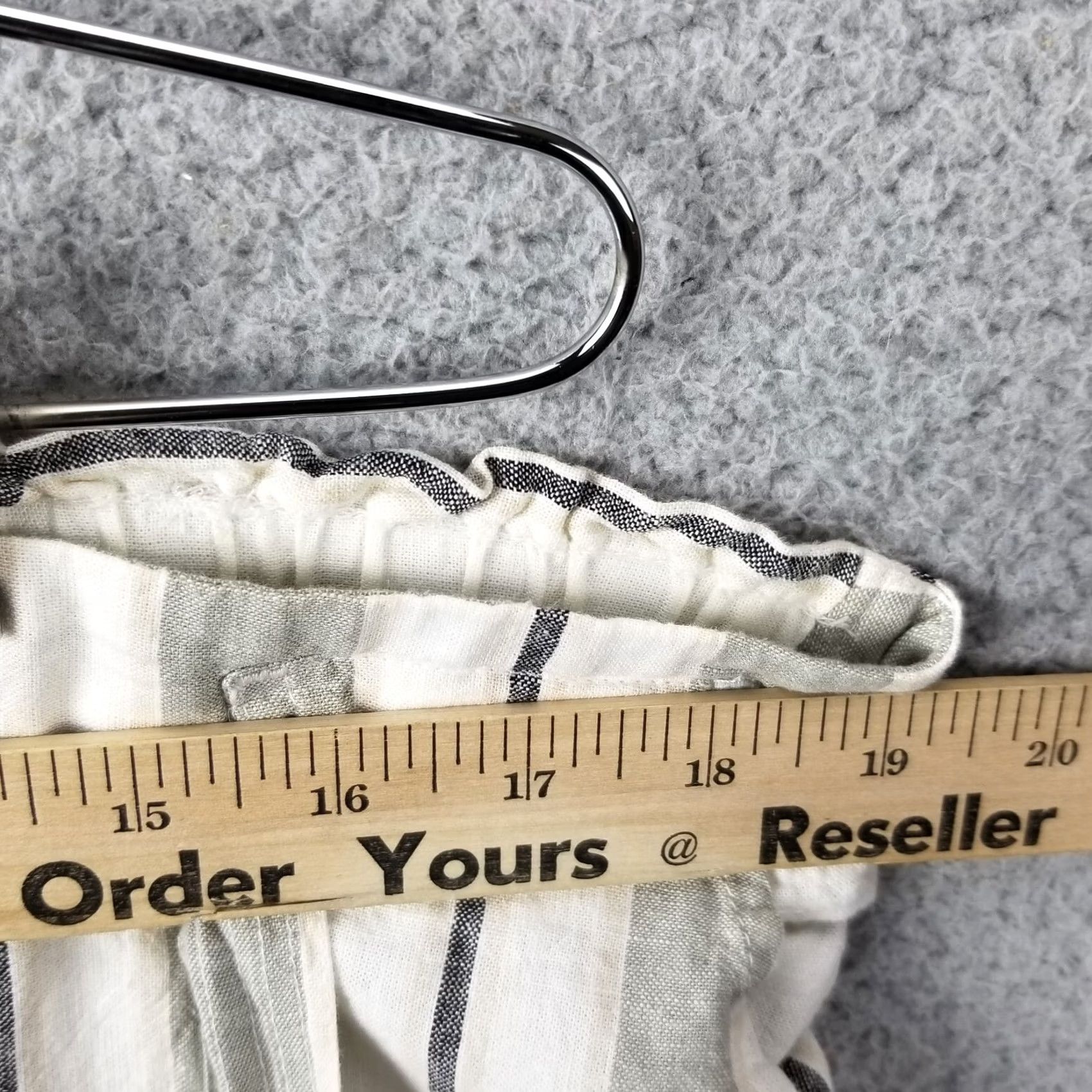 Vintage Zac & Rachel Pants Women 1X Ivory Linen Blend Striped Wide Leg Tie Waist Paperbag High Rise Casual Workwear Plus Size 38W Mens Womens Girls Boys Size 26" / US 2 / IT 38 - 5 Thumbnail