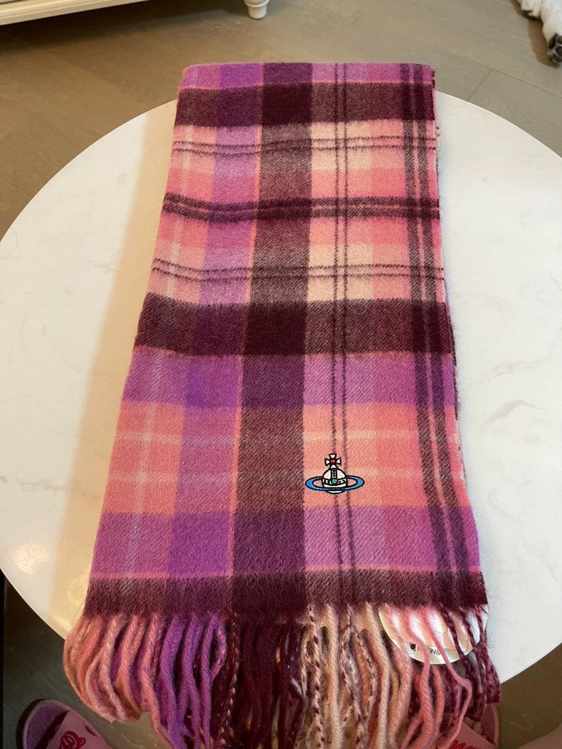 Vivienne Westwood Vivienne Westwood Classic Saturn wool scarf pink Size ONE SIZE - 2 Thumbnail