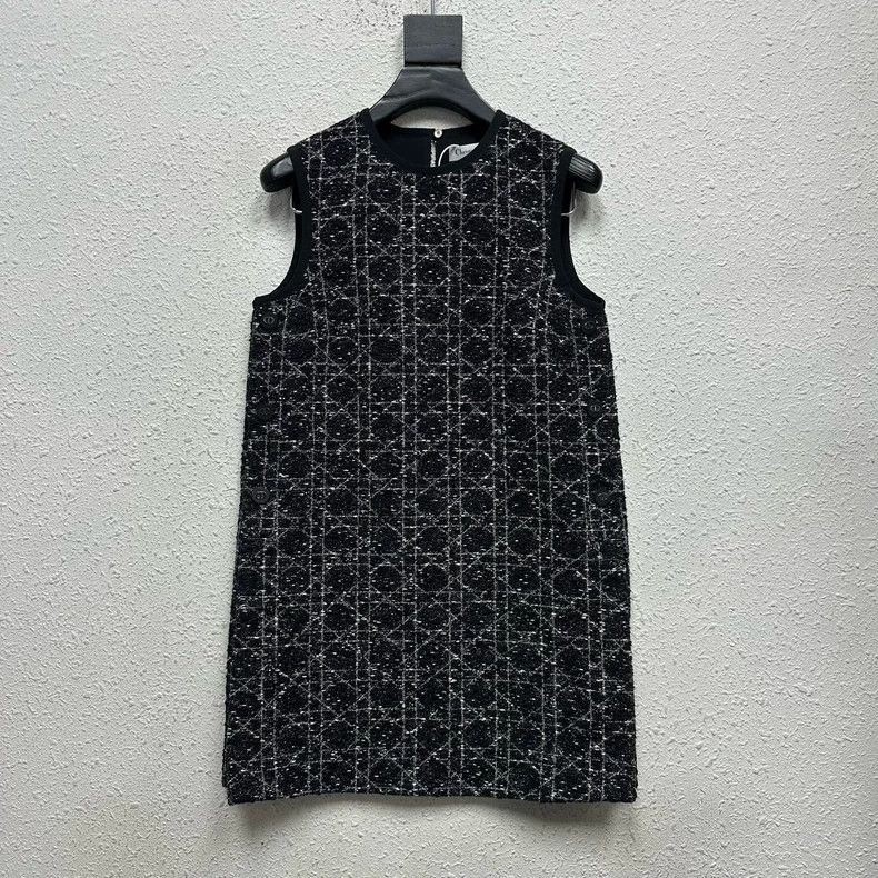 Dior Dior 24 new rattan plaid round-neck sleeveless dress Size XXS / US 00 / IT 34 - 1 Thumbnail