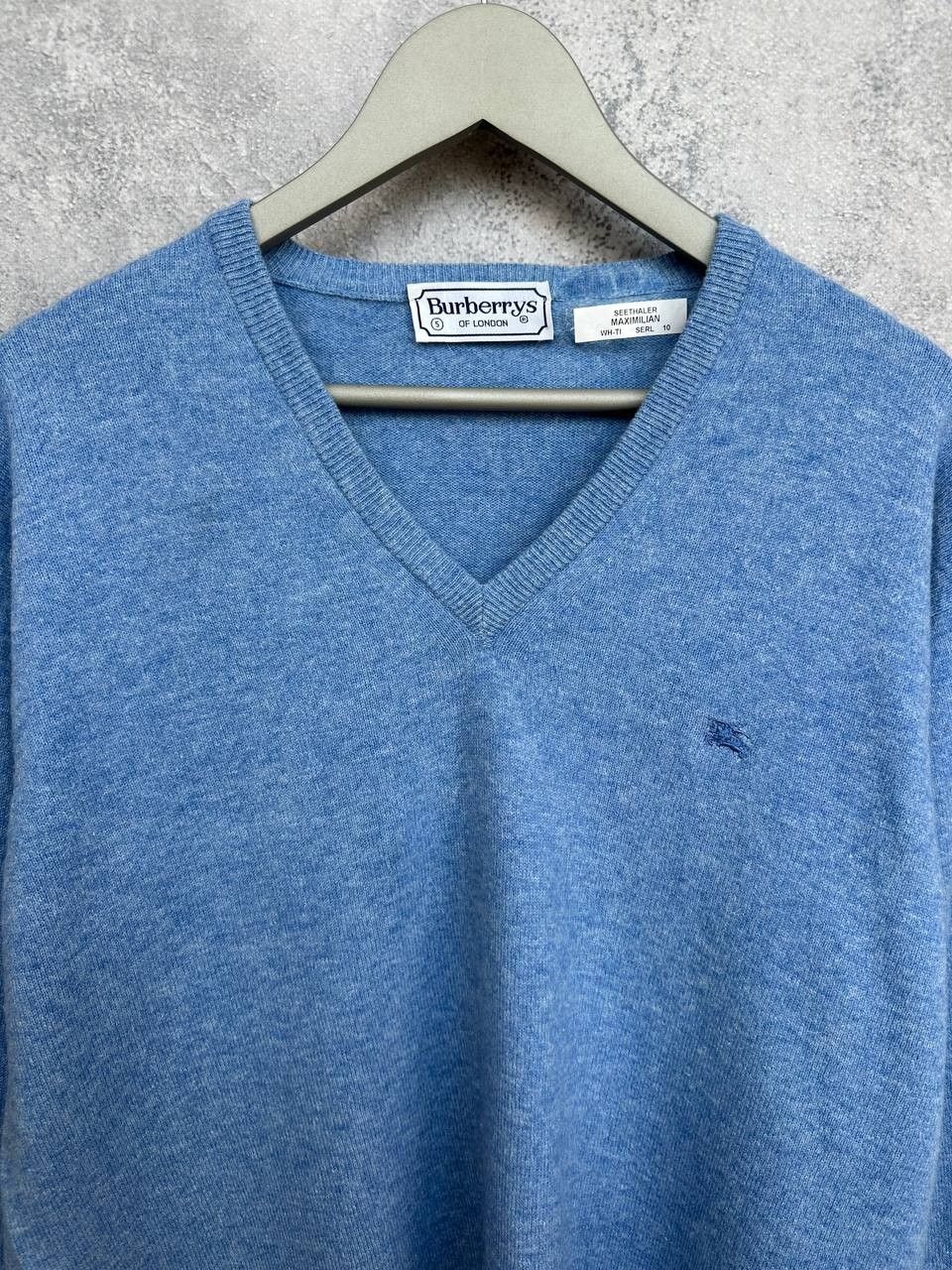 Burberry Burberrys Vintage 90s V-Neck Angora Wool Sweater Jumper Size US L / EU 52-54 / 3 - 4 Thumbnail