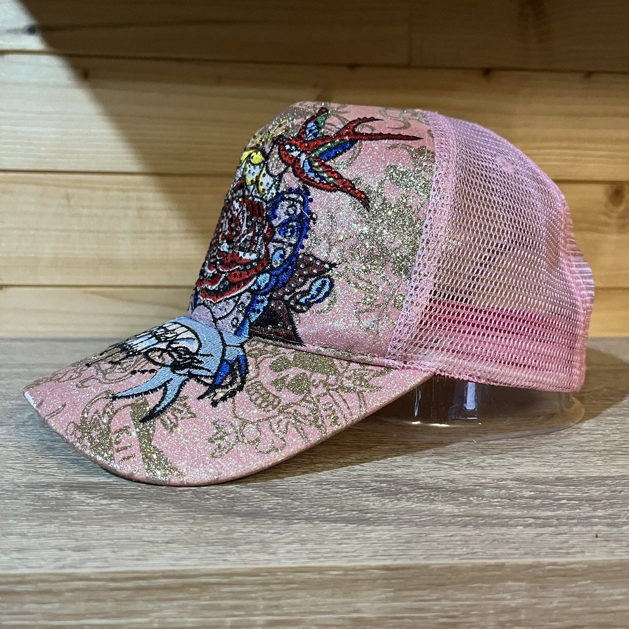 Christian Audigier vintage y2k ed hardy rose trucker hat pink Size ONE SIZE - 2 Thumbnail