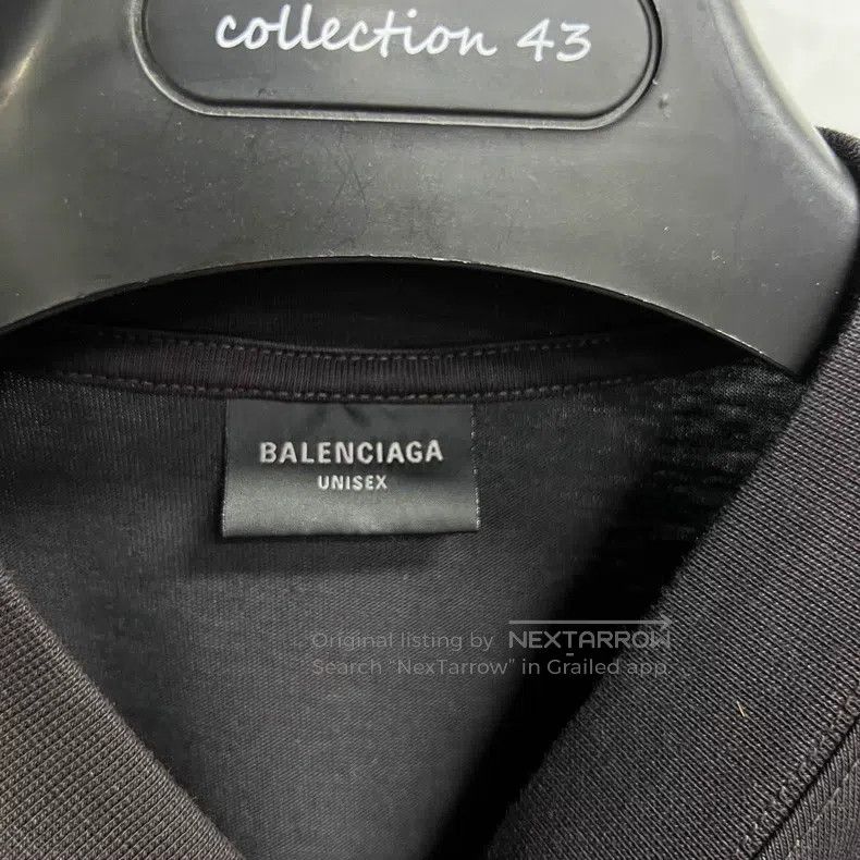 Balenciaga Balenciaga Black Letter Printed Crew Neck Straight Short S Size US M / EU 48-50 / 2 - 2 Thumbnail