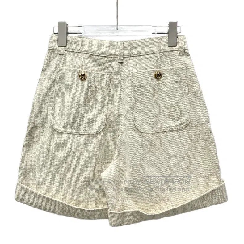 Gucci Gucci Beige cotton logo jacquard full print casual shorts Size 26" / US 2 / IT 38 - 2 Thumbnail