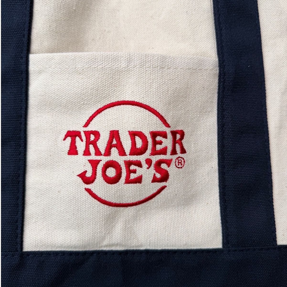 Other NWT Trader Joe’s Mini Canvas Tote Bag Navy Cream Red Logo Size ONE SIZE - 3 Thumbnail