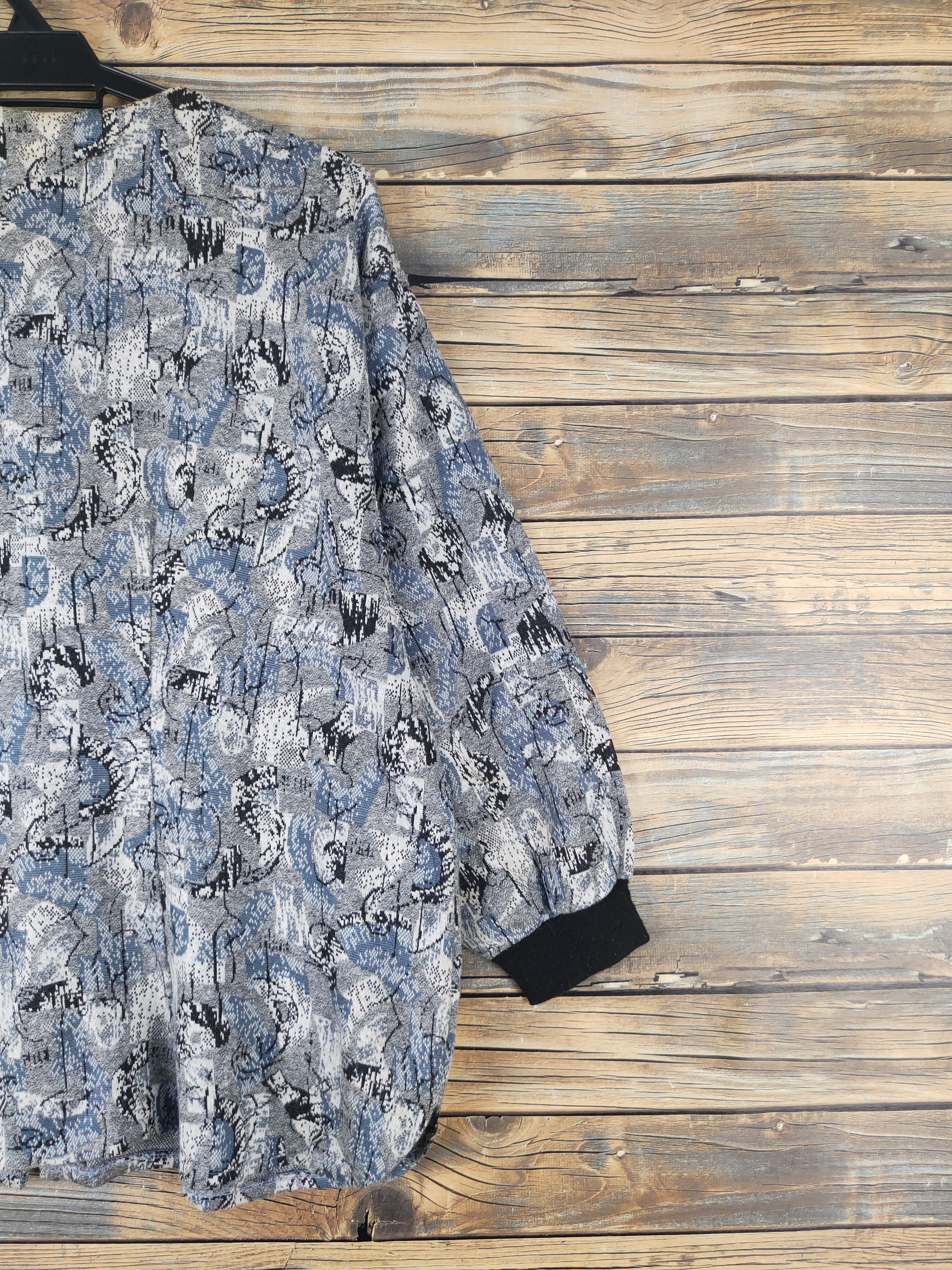 Homespun Knitwear × New Look × Vintage New Look Blue Gray Knitwear Blouses #W1521 Size L / US 10 / IT 46 - 11 Thumbnail