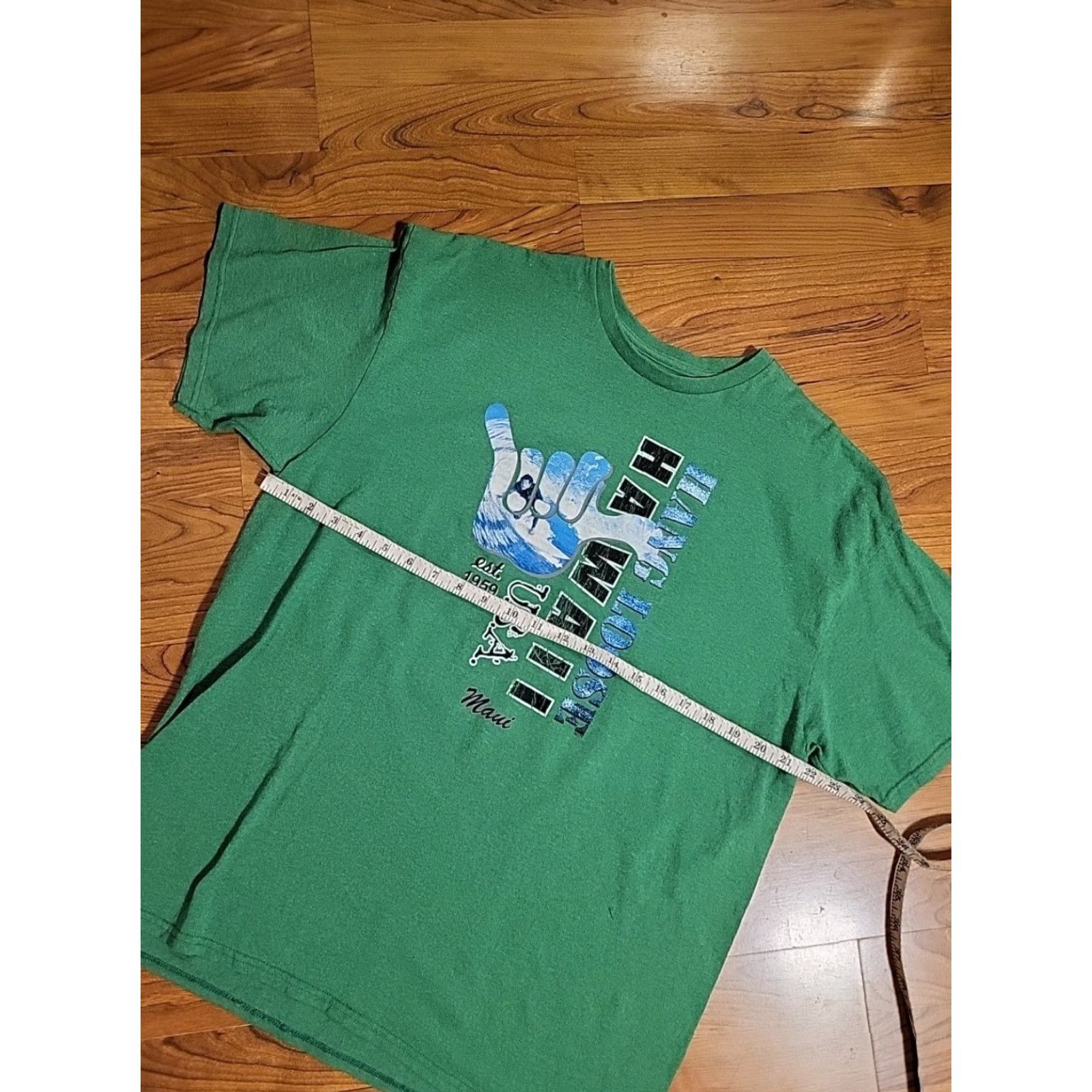 Vintage Hang Loose Hawaii shirt T-Shirt Men XL Green 50/50 Maui Surf Hawaii Maui 90s Concert Boys Mens Size US XL / EU 56 / 4 - 3 Thumbnail