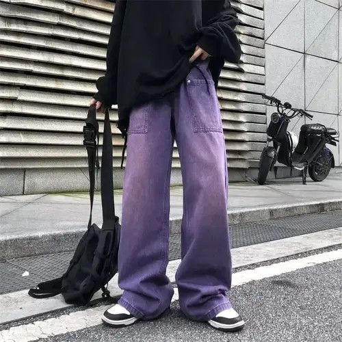 Japanese Brand × Vintage Straight Baggy Purple Jeans Size US 35 - 2 Thumbnail