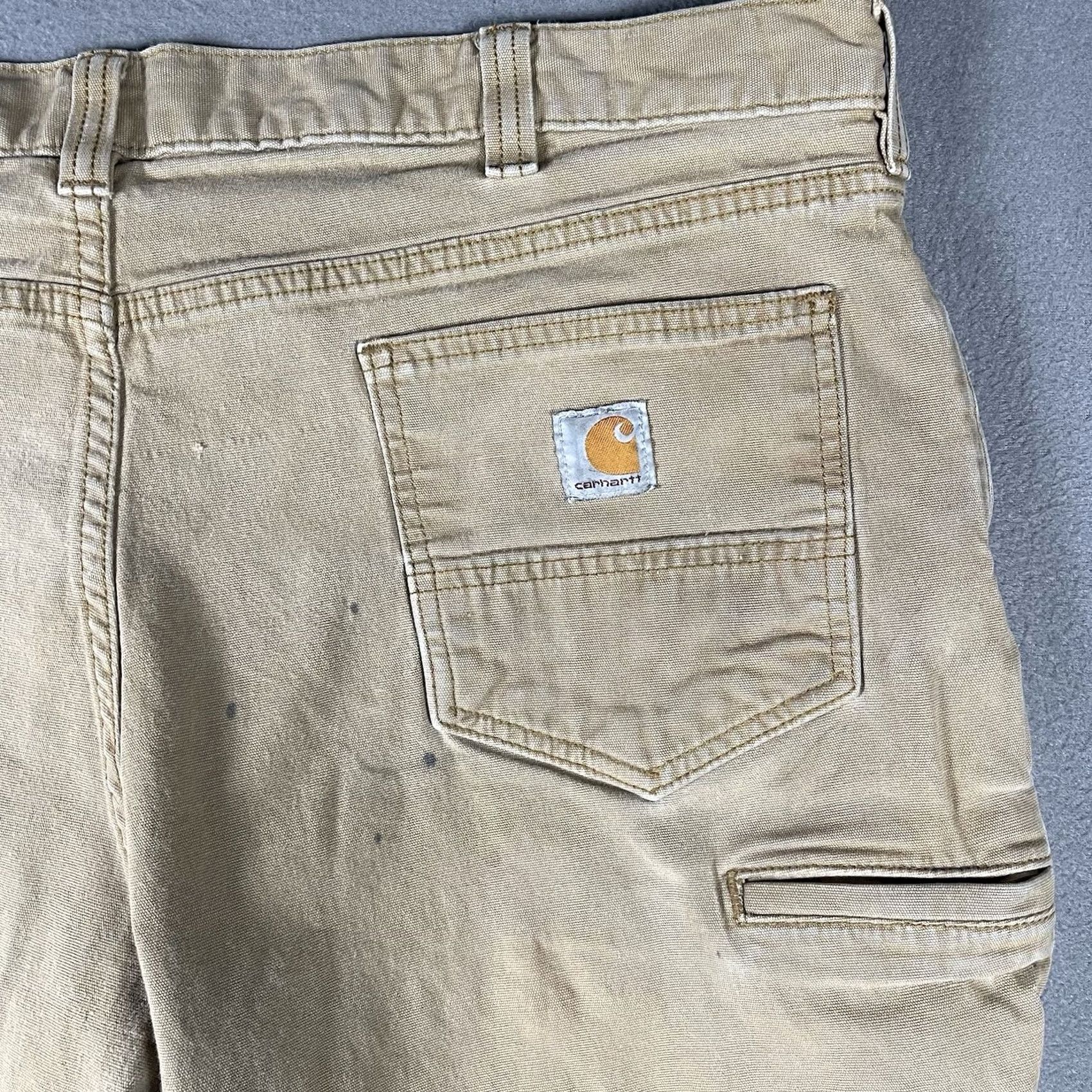 Carhartt Carhartt Jeans Mens 42x30 Relaxed Fit Distressed Brown Canvas 5-Pocket Workwear 102517-918 Size US 42 / EU 58 - 5 Thumbnail