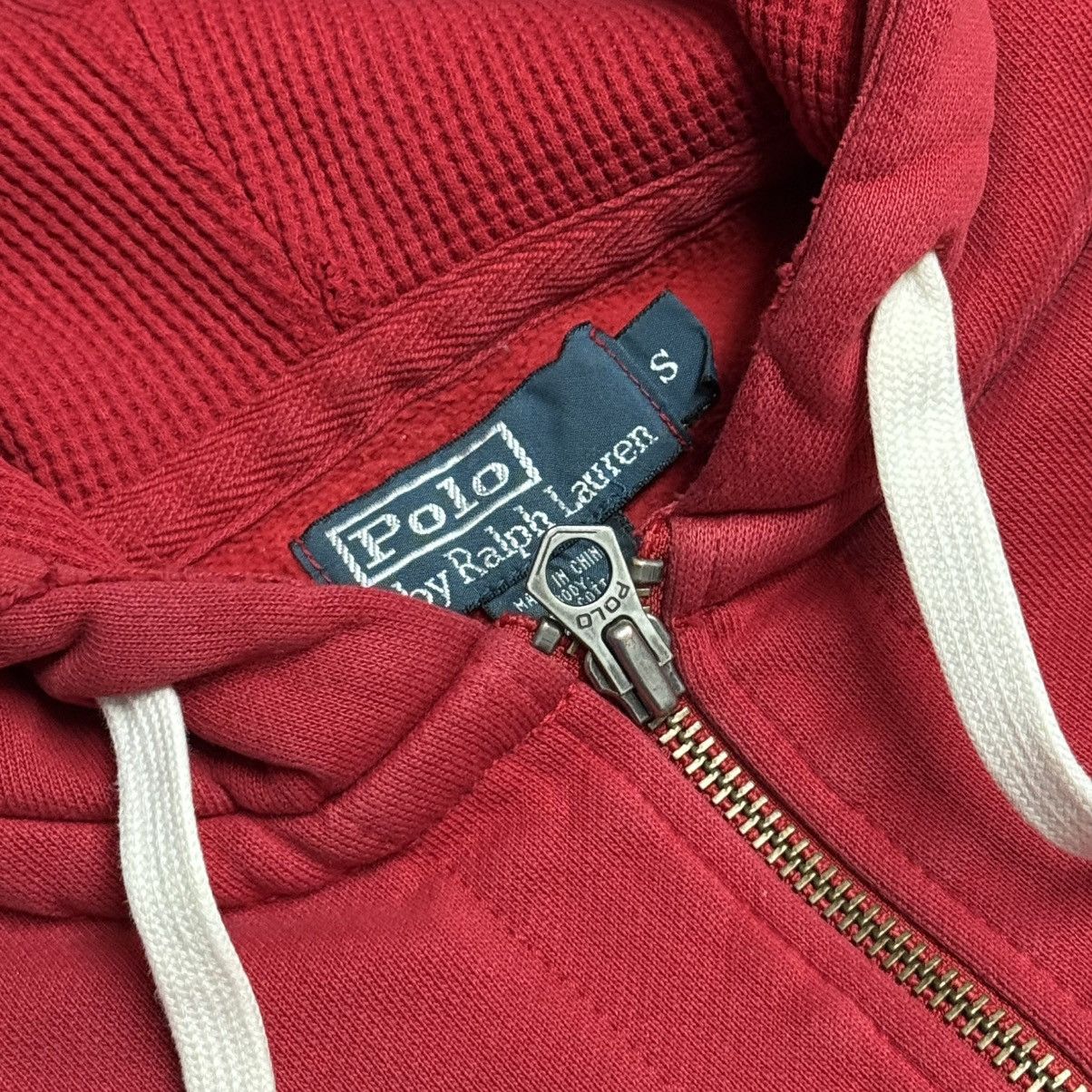 Polo Ralph Lauren Vintage Y2K Polo Ralph Lauren Waffle Knit Hoodie All Red Size US S / EU 44-46 / 1 - 2 Thumbnail