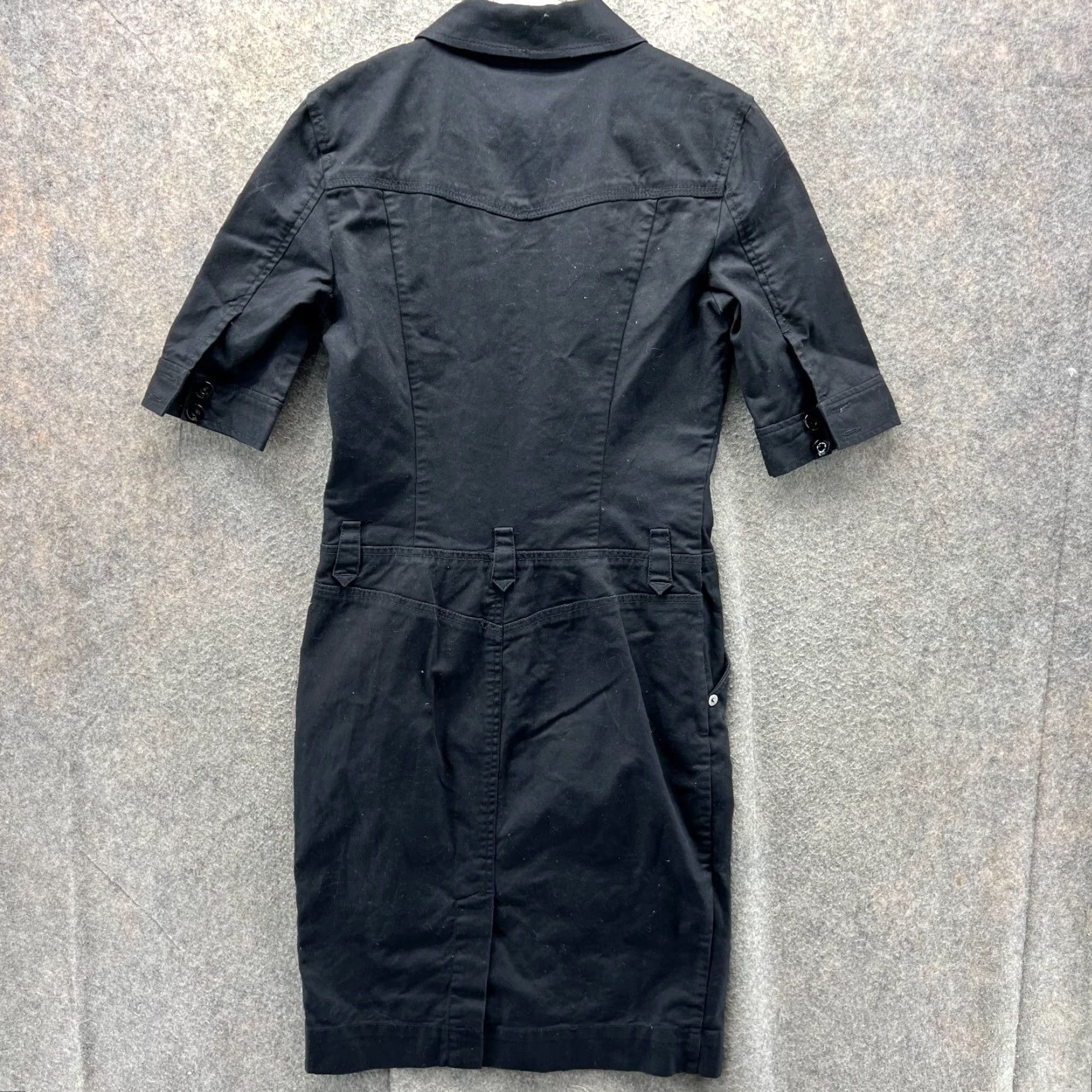 Armani Exchange Armani Exchange Dress Womens 6 Black Zip Up Utility Stretch Shirt Short Sleeve Dress Mens Womens Girls Boys Size M / US 6-8 / IT 42-44 - 2 Thumbnail