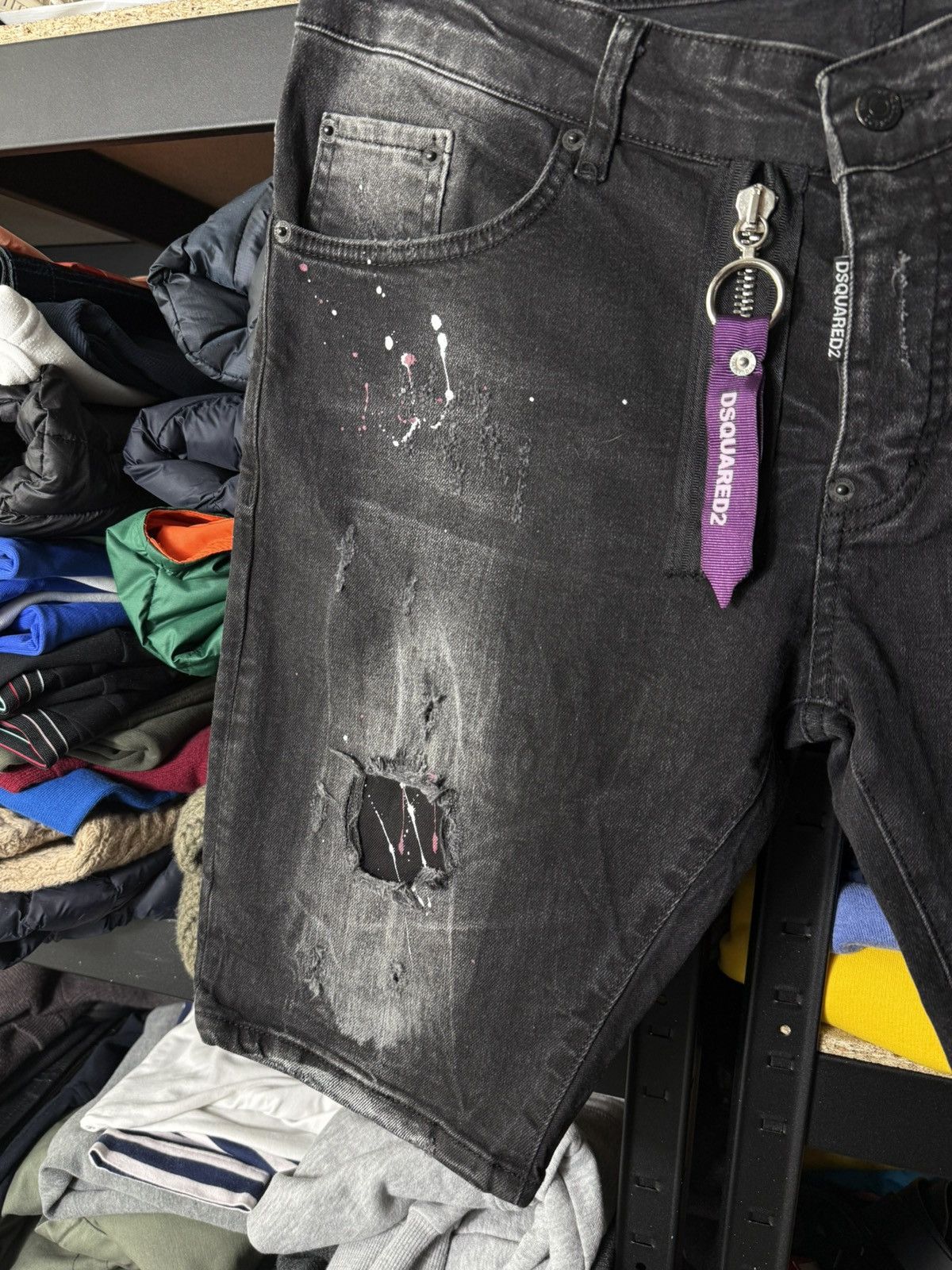 Dsquared2 Dsquared2 Distressed Denim Shorts Paint Splatter Black Size US 32 / EU 48 - 4 Thumbnail