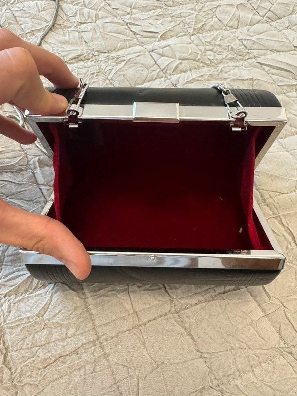 Jean Paul Gaultier Jean Paul Gaultier Black Silver Cylinder Clutch Leather Bag Size ONE SIZE - 4 Thumbnail