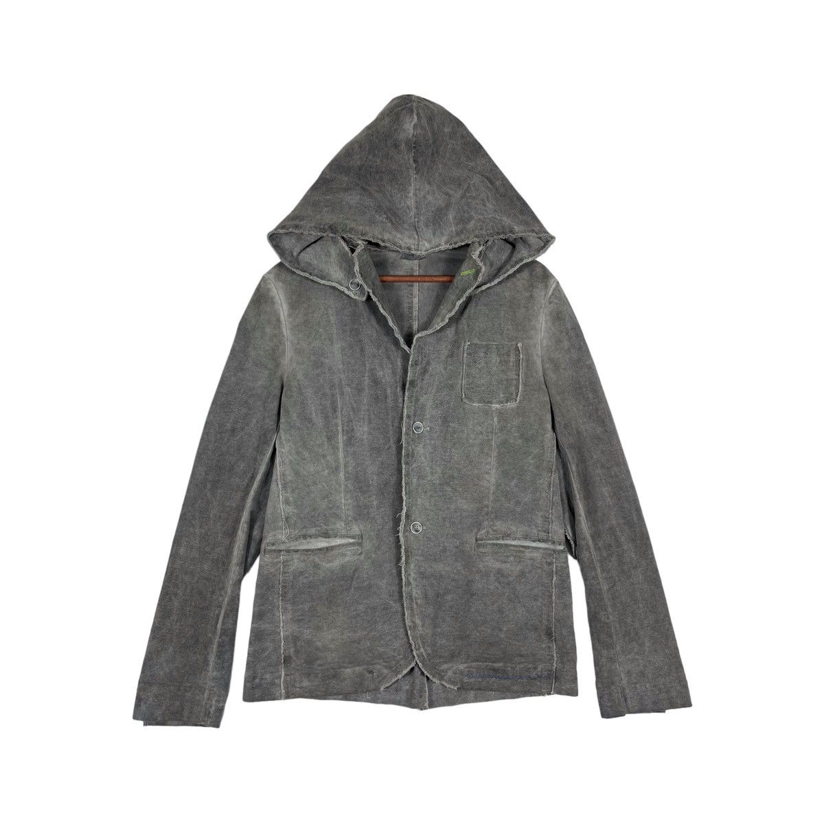 image of Loft Design By Loft 1 Distressed Stonewashed Heavy Cotton Jacket Coat in Dark Gray (Size Medium)