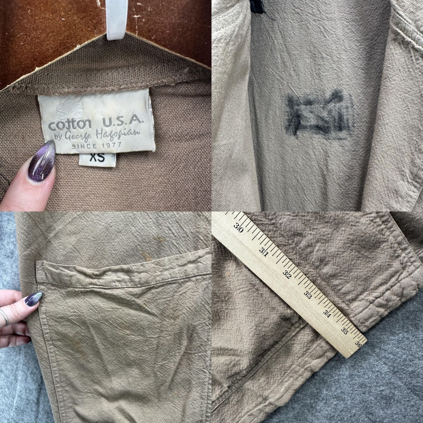 Vintage VINTAGE Cotton U.S.A. Jacket Womens XS Tan Southwestern Petroglyph Lagenlook Jacket Size XS / US 0-2 / IT 36-38 - 9 Thumbnail