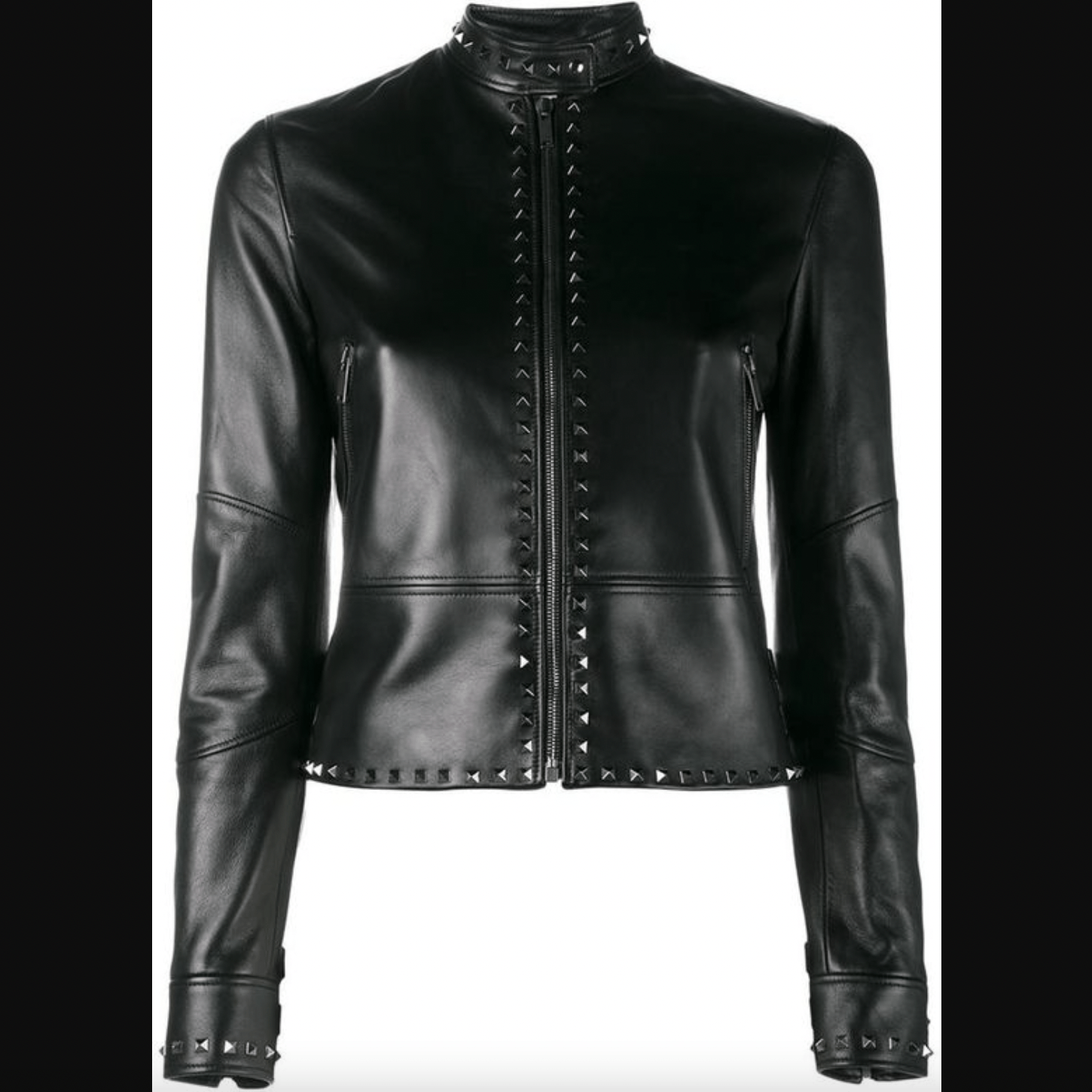 Valentino $6490 Valentino Black Leather Rockstud Embellished Jacket Size M / US 6-8 / IT 42-44 - 1 Thumbnail