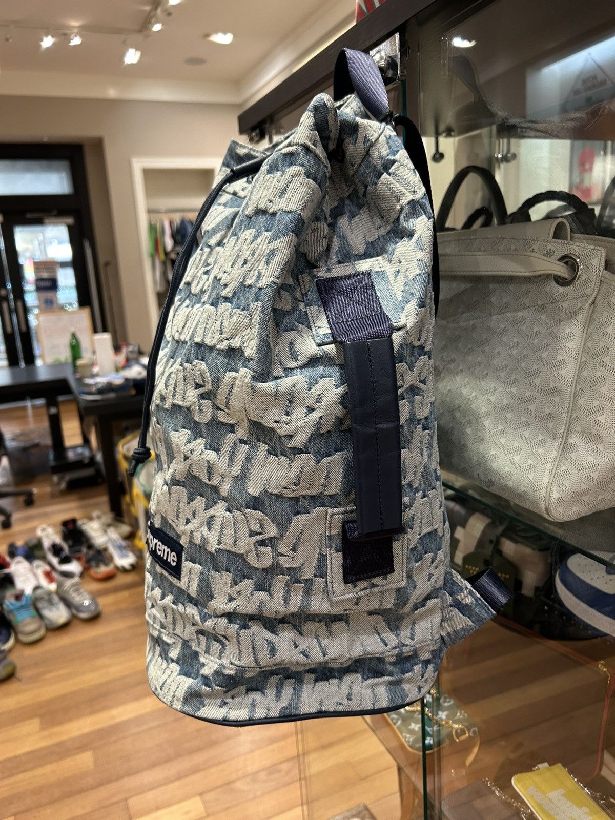 Supreme Supreme Fat Tip Jacquard Denim Backpack Size ONE SIZE - 3 Thumbnail