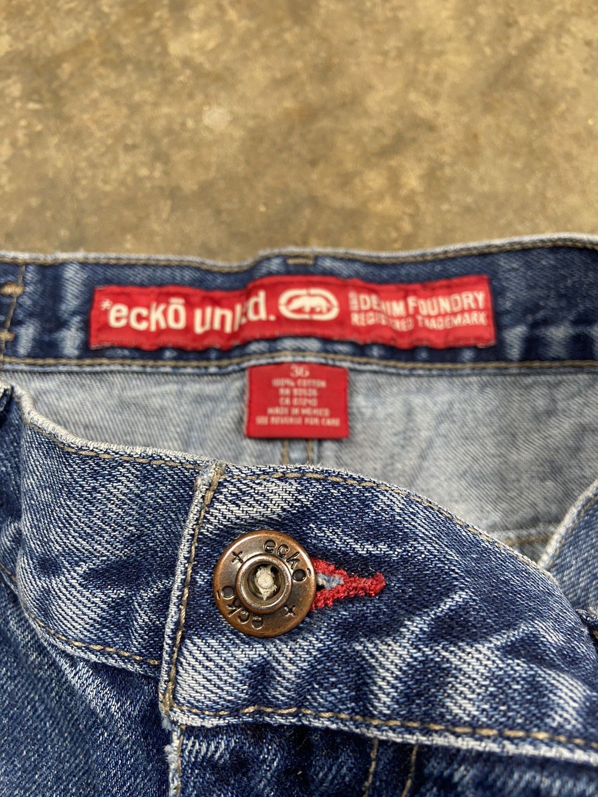Ecko Unltd. Crazy Vintage Baggy Wide Loose Jnco Style Distressed Jeans Size US 36 / EU 52 - 5 Thumbnail
