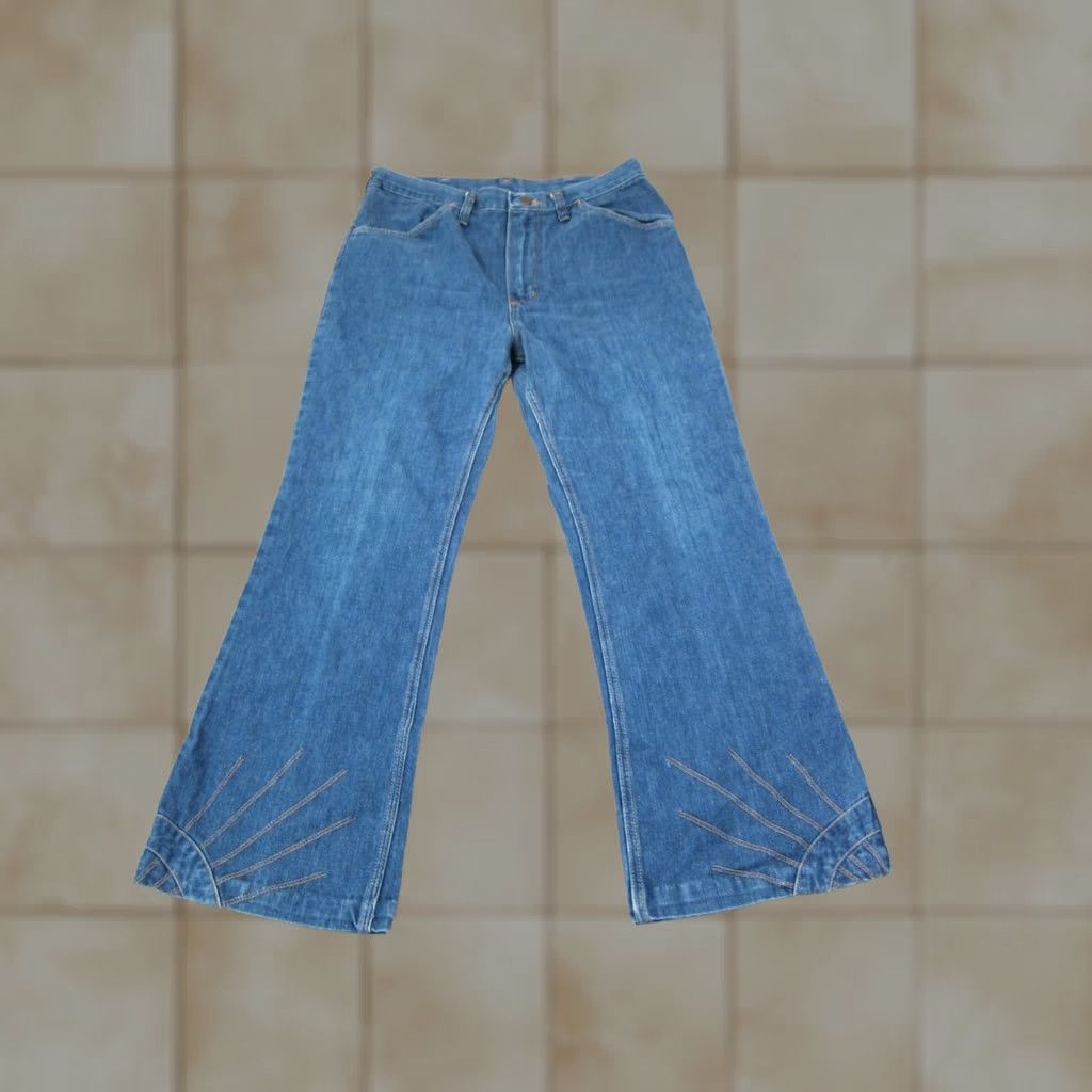 Wrangler VINTAGE Wrangler Jeans Womens 31 L26 Blue Bootcut Bell Bottom Flare Stitching Retro Size 24" / US 00 / IT 34 - 1 Thumbnail