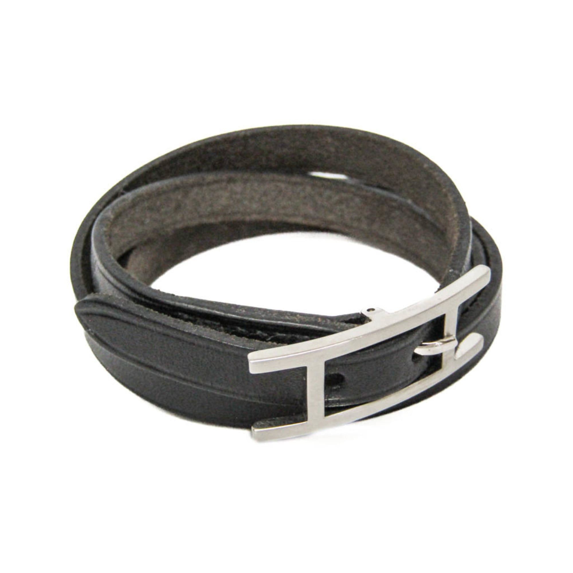 Hermes Hermes Hapi III Choker Leather,Metal Bangle Silver,Black Size ONE SIZE - 1 Thumbnail