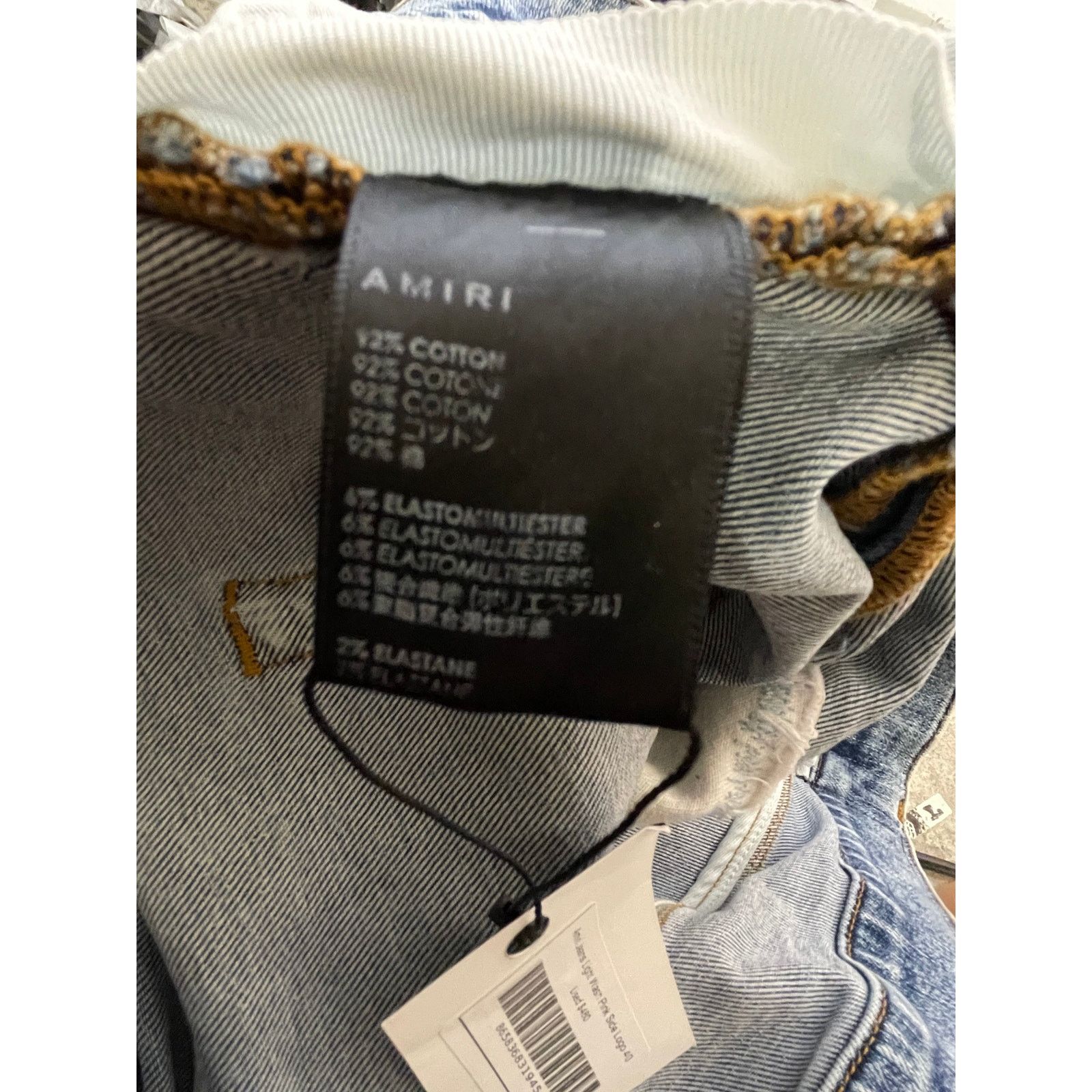 Amiri Amiri Pink Side Logo Light Wash Blue Jeans Size US 40 / EU 56 - 4 Thumbnail