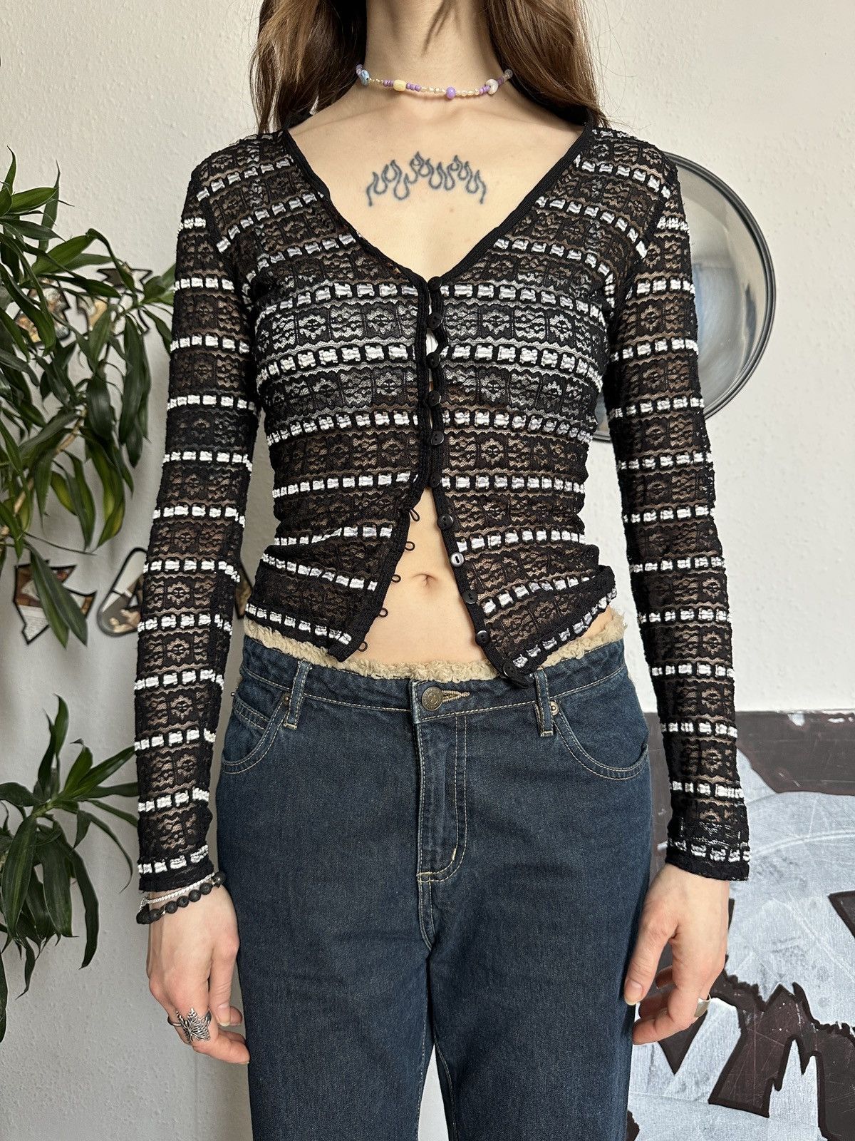 Beauty Beast × Seditionaries Australia Vintage Lace Sheer Lace Cute Cardigan 00s Size S / US 4 / IT 40 - 7 Thumbnail