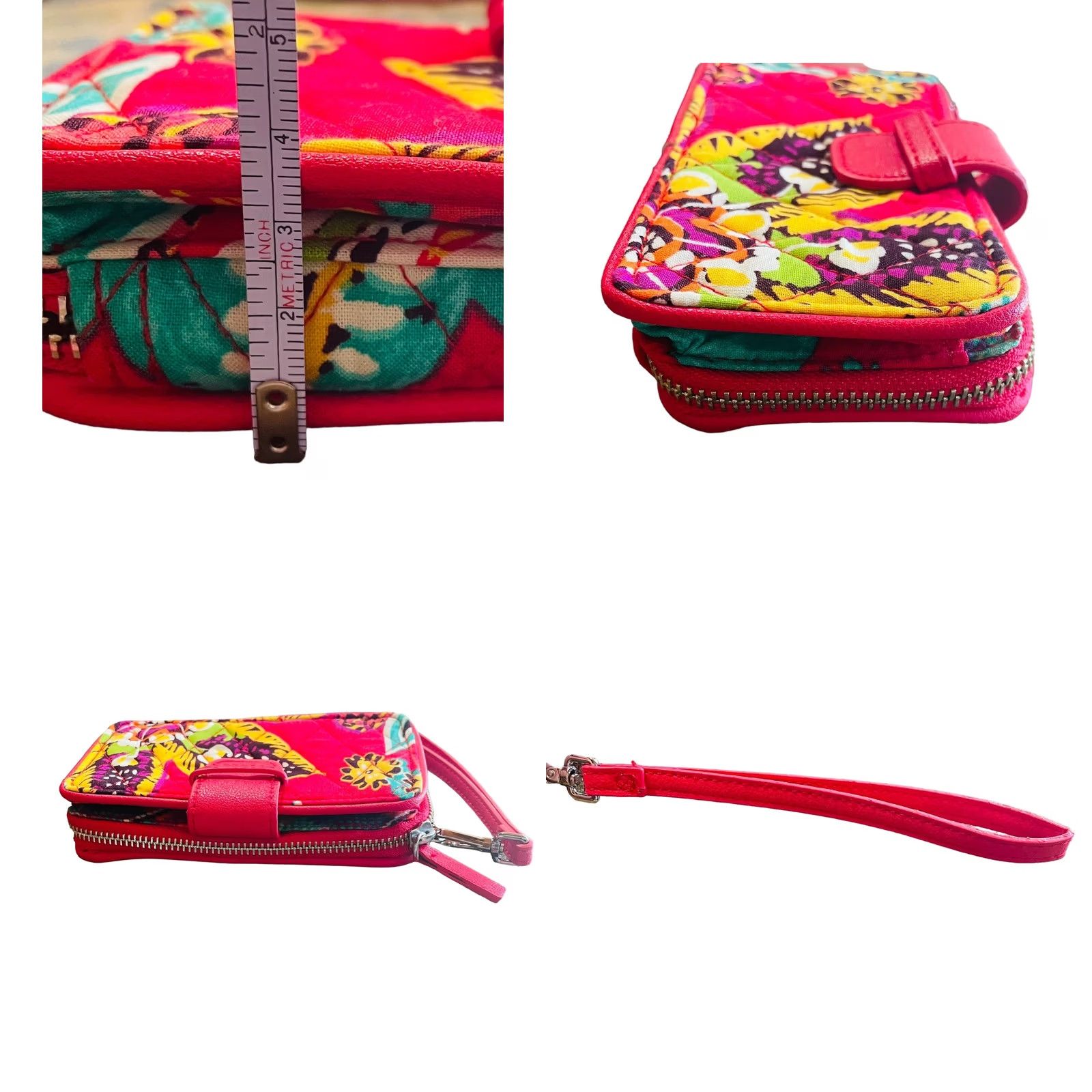 Vera Bradley Vera Bradley Wallet Wristlet In Rumba Pink Floral Womens Quilted Zip Size ONE SIZE - 8 Thumbnail