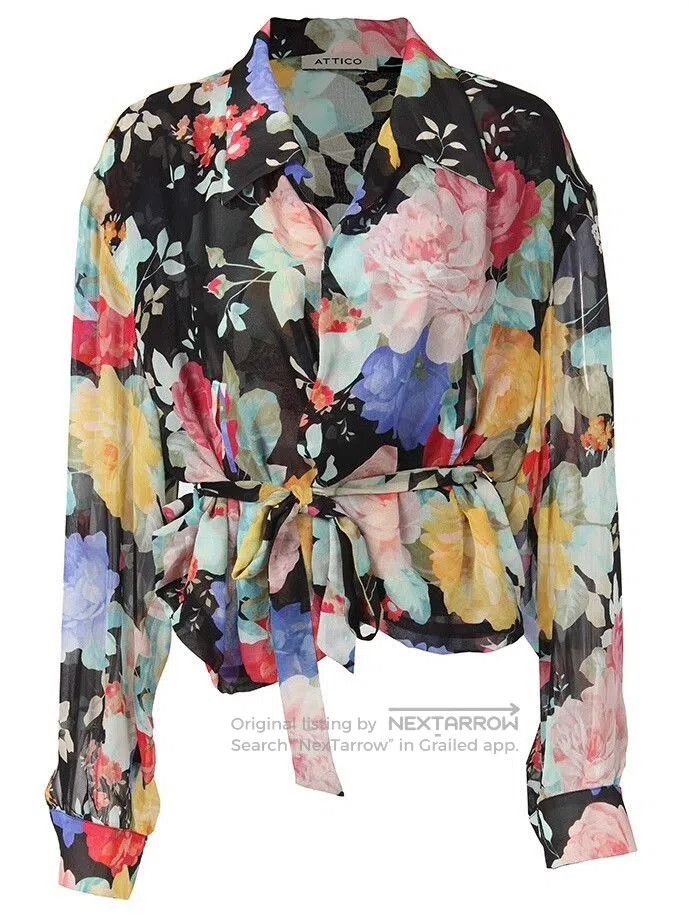 The Attico Attico Floral Silk Shirt for Women. Size S / US 4 / IT 40 - 1 Thumbnail