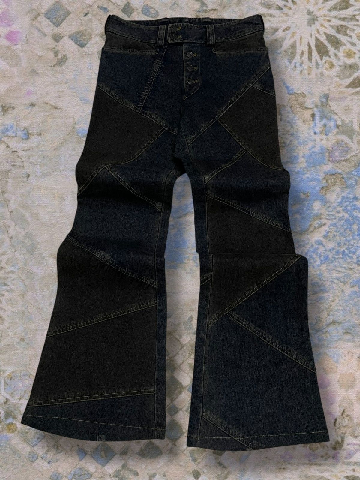 Tornado Mart Rare 90’s Japan Tornado Mart Cowboy Patchwork Flared Denim Size US 29 - 1 Thumbnail