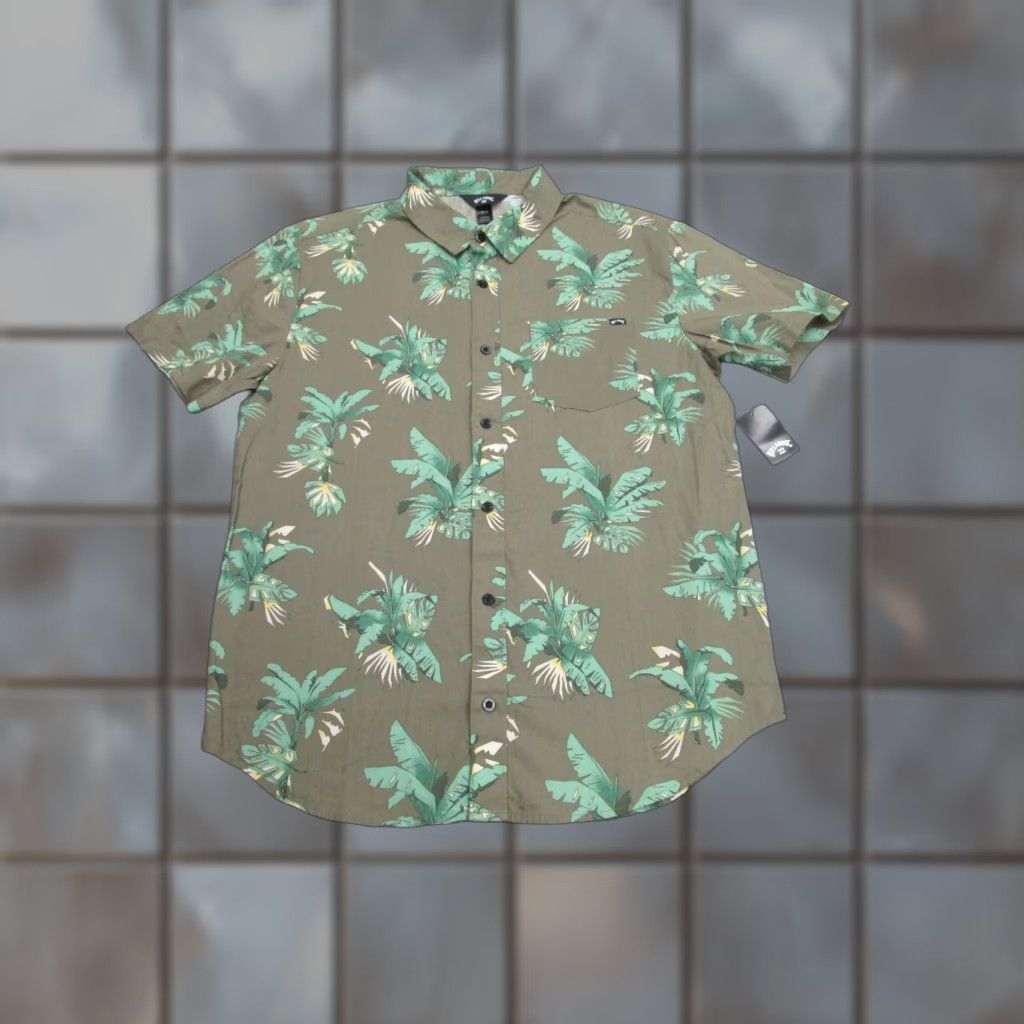 Billabong Billabong Shirt Mens Medium Green Hawaiian Aloha Button Front Cotton Size US M / EU 48-50 / 2 - 1 Thumbnail