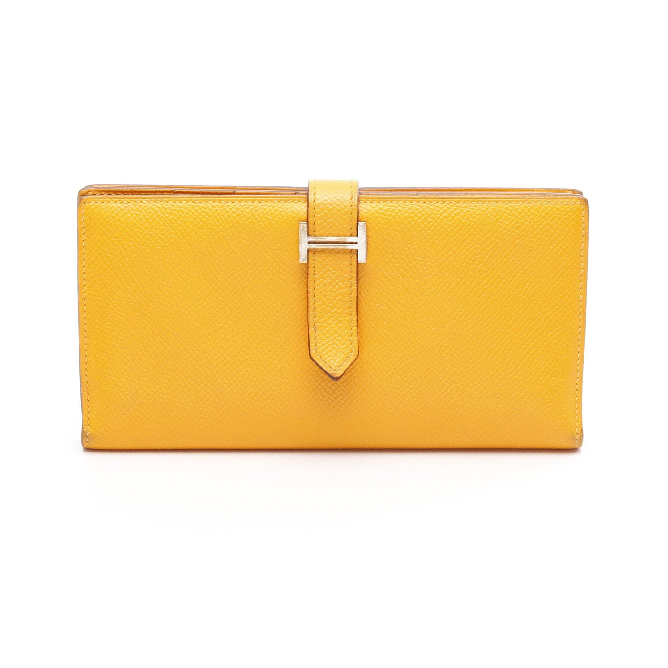 Hermes Hermes Bear Souffle Jaune Bi-Fold Long Wallet Veau Epsom Orange Silver Hardware □ R Stamp Size ONE SIZE - 1 Thumbnail