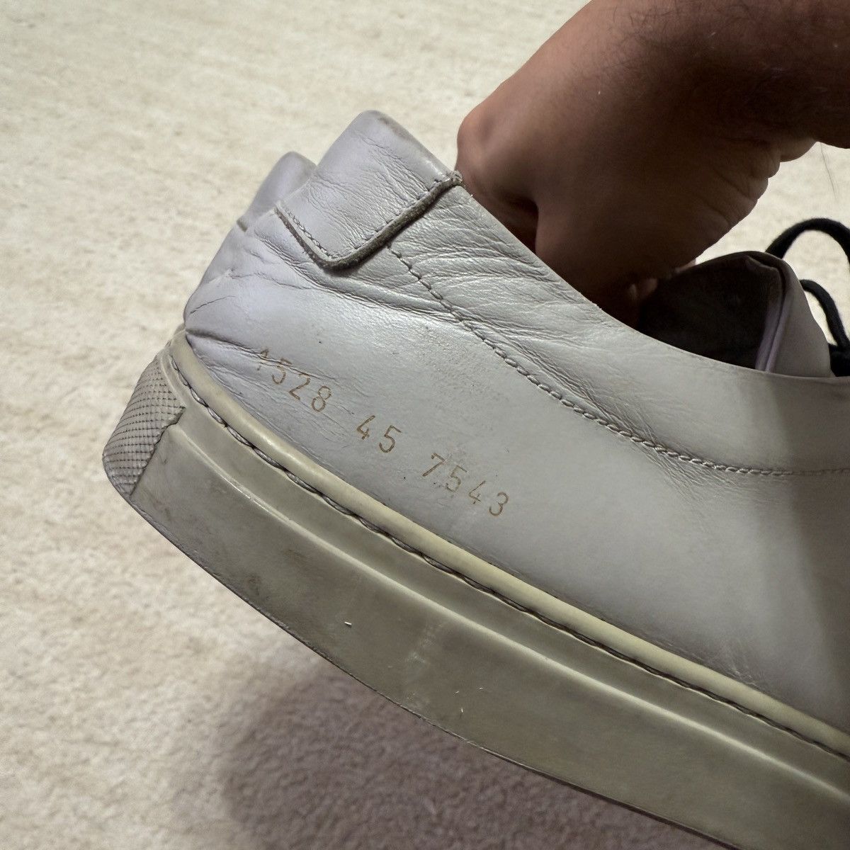 Common Projects Common Projects 1528 Achilles Low Top Grey Leather Sneakers Size US 12 / EU 45 - 9 Thumbnail
